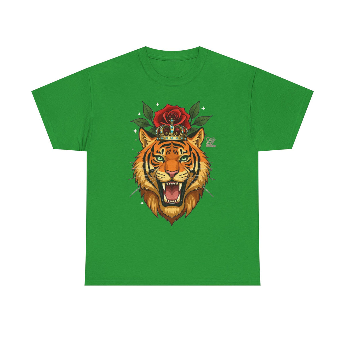 Roaring Tiger with Rose Tee | Floral Tiger T-Shirt by GT Artland