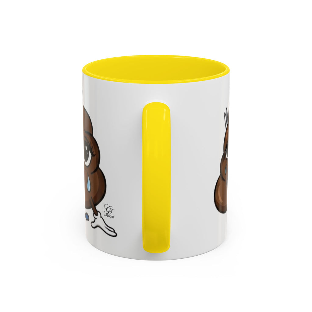 Sad Poop Emoji Coffee Mug — Funny Kawaii Gag Gift Accent Mug by GT Artland