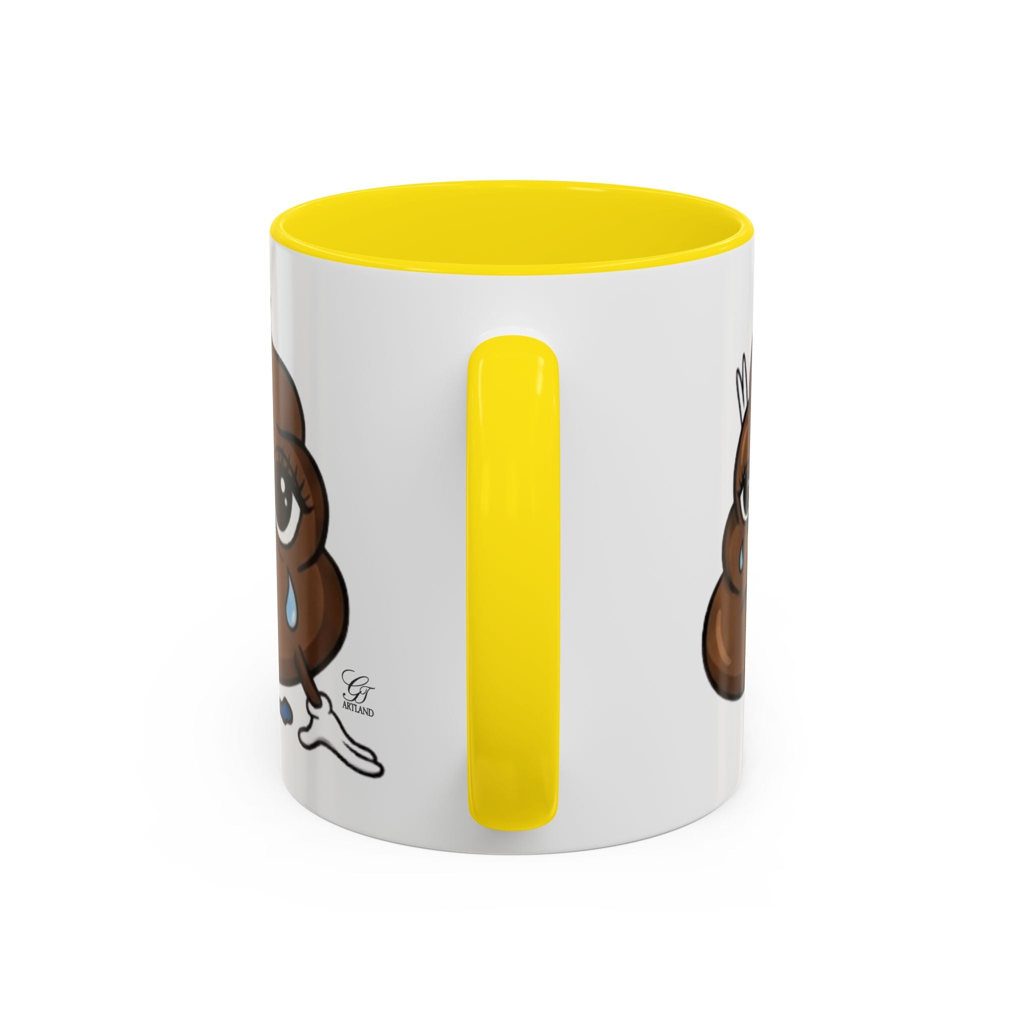 Sad Poop Emoji Coffee Mug — Funny Kawaii Gag Gift Accent Mug by GT Artland
