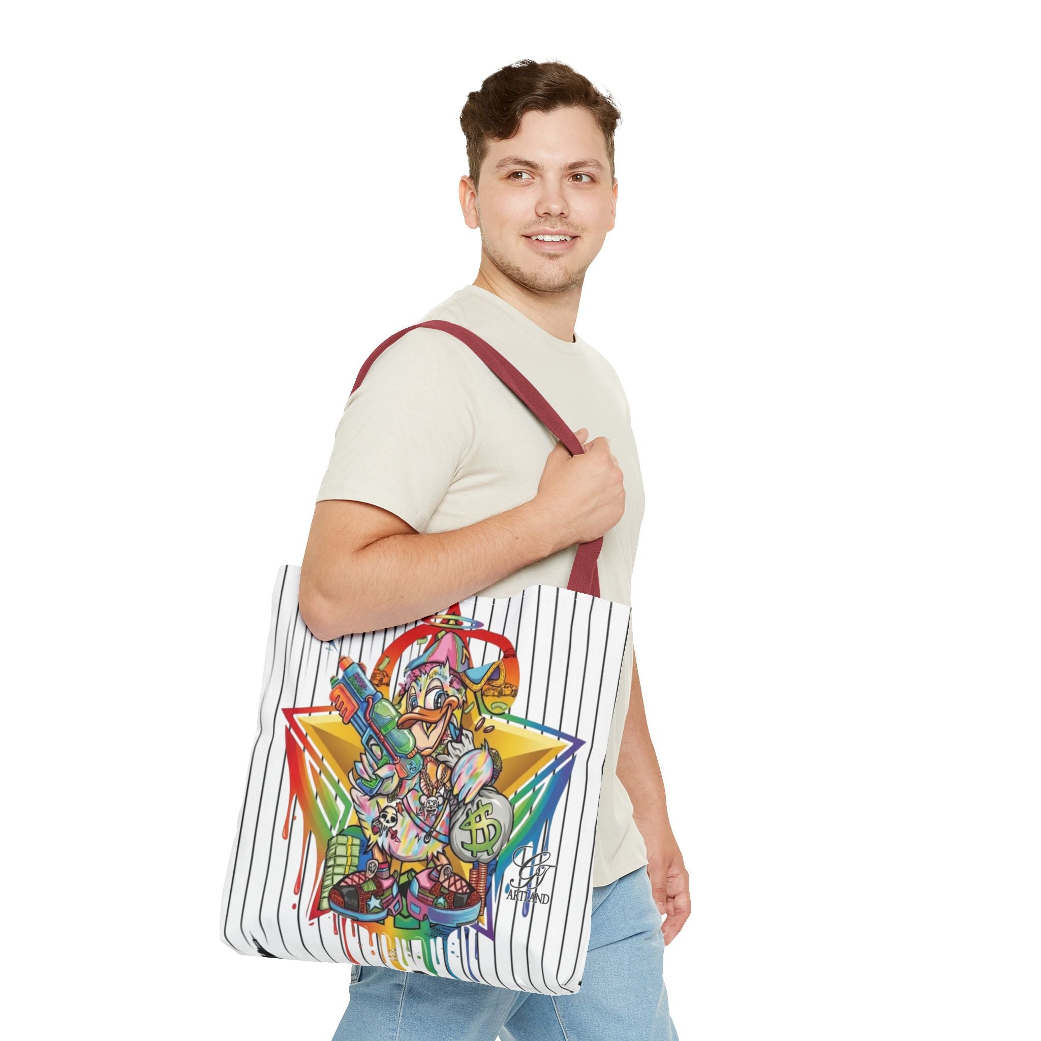 Graffiti Duck Urban Colorful Drip Tote Bag — Colorful Street Art by GT Artland