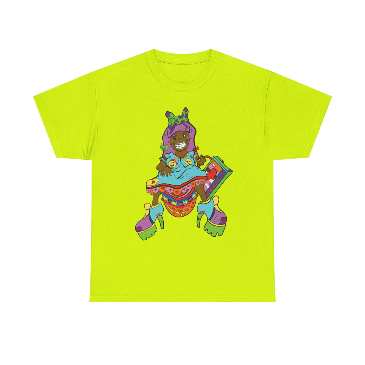 Colorful Psychedelic Girl Character T-Shirt | Retro Cartoon Graphic Tee by GT Artland