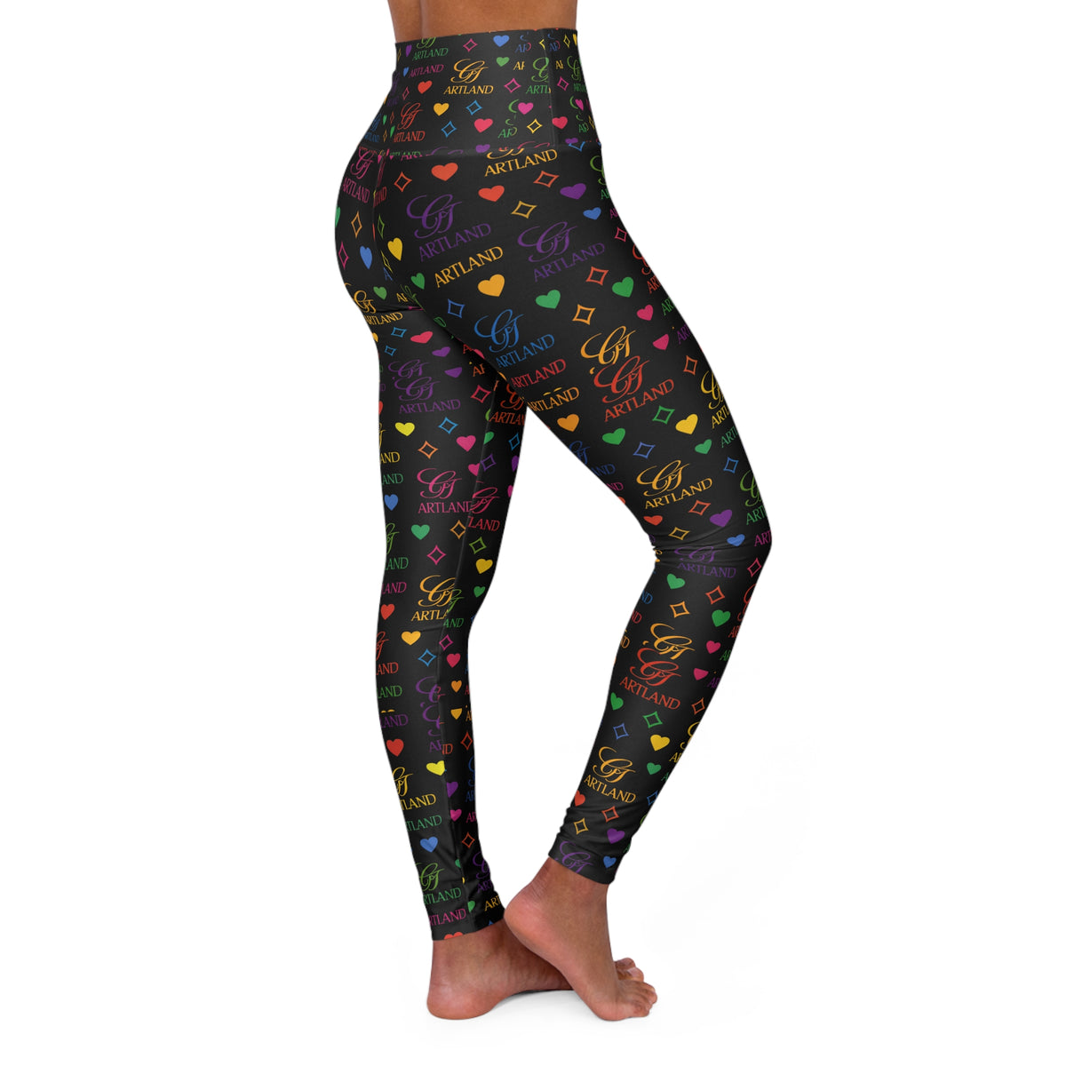 Colorful Heart and GT Artland Pattern Leggings | High Waisted Yoga Leggings by GT Artland