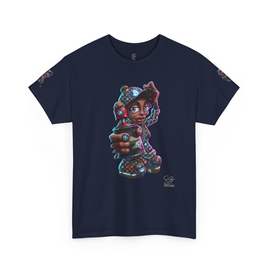 Ebony Futuristic Urban Spray Can Kid Gamer Tee - Cute Streetwear Graphic T-Shirt by GT Artland