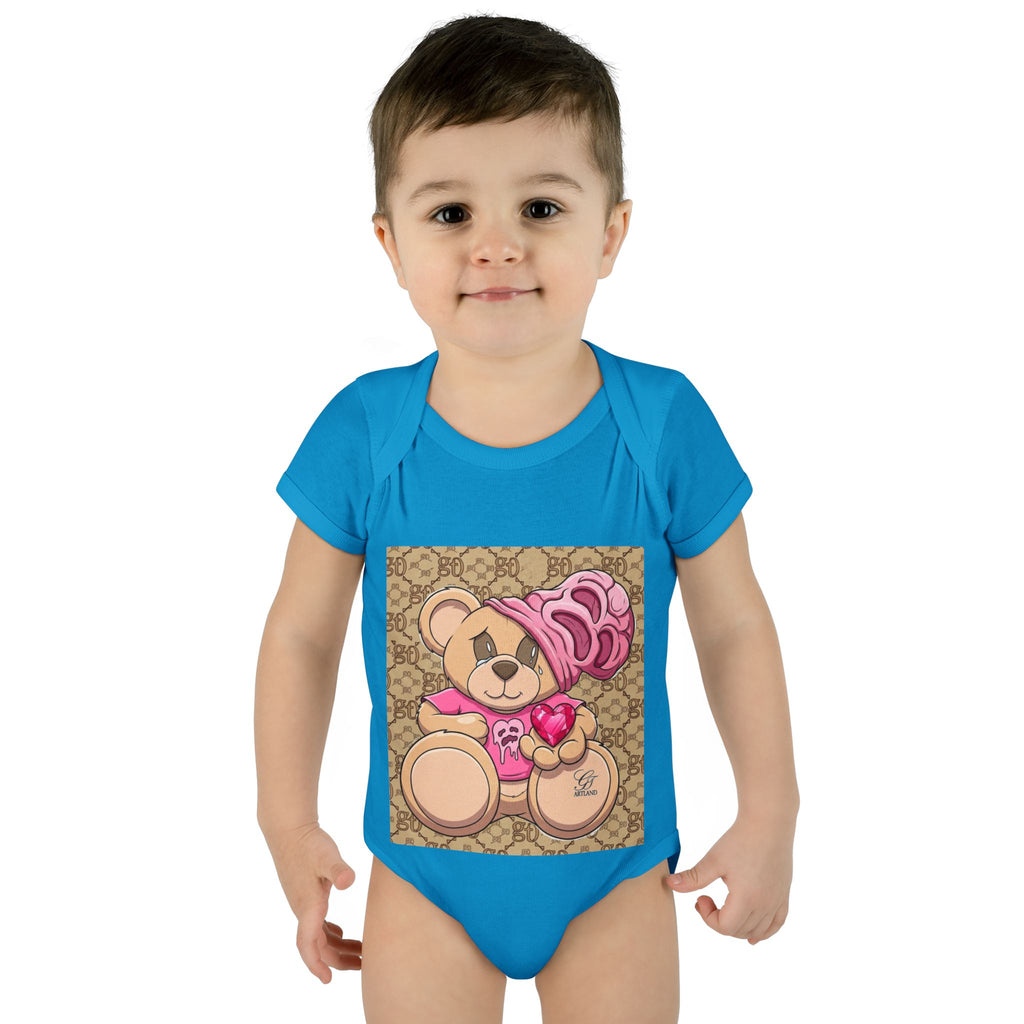 Pink Heart Teddy Bear Infant Bodysuit by GT Artland