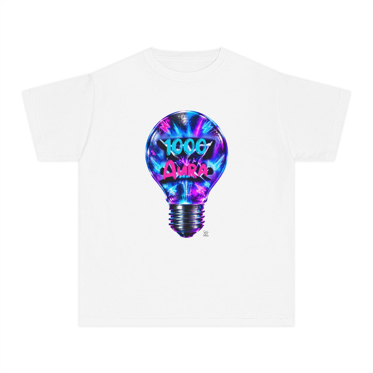 Colorful Light Bulb Youth T-Shirt -"1000 AURA" Graphic T-Shirt