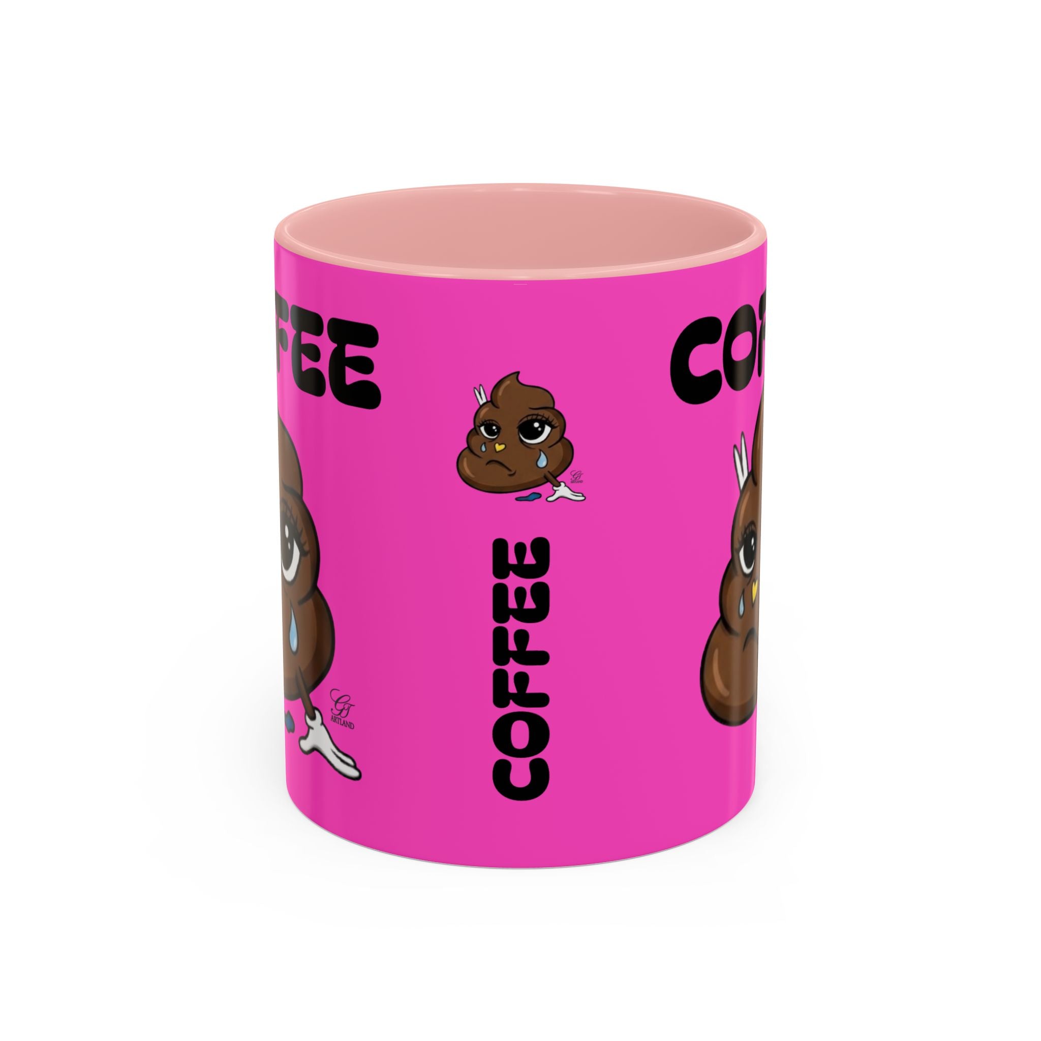 Coffee Mug — Pink 'Coffee' Sad Poop Emoji Accent Ceramic Mug (11/15oz) by GT Artland