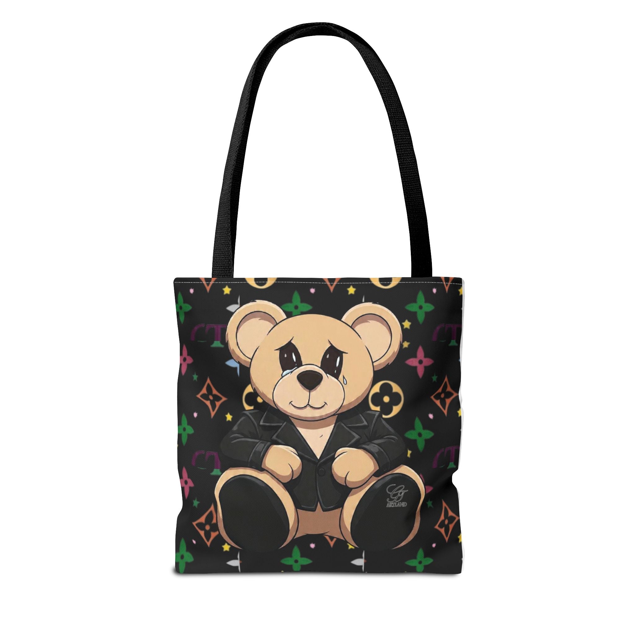 Elite Black Urban Designer Teddy Bear Monogram Tote Bag by GT Artland