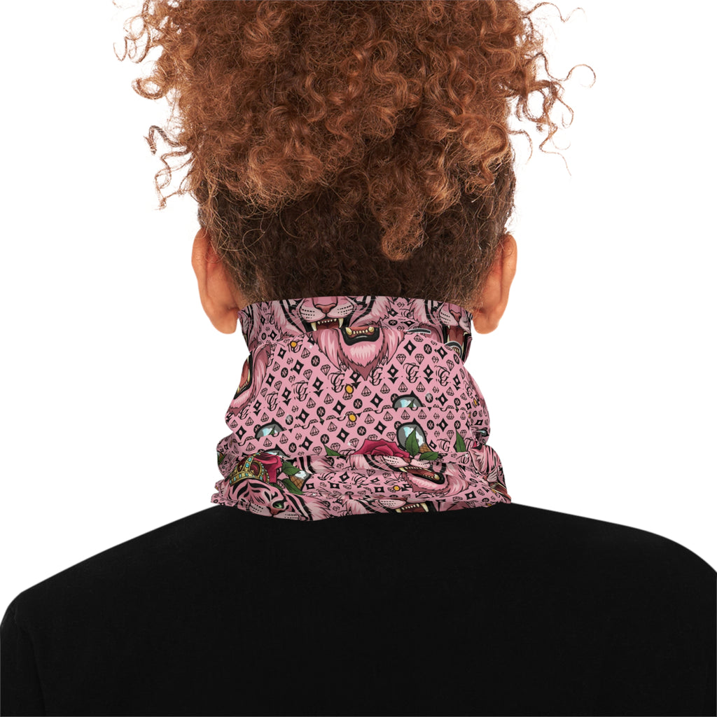 Pink Tiger Floral Neck Gaiter — Breathable Midweight Face Scarf by GT Artland