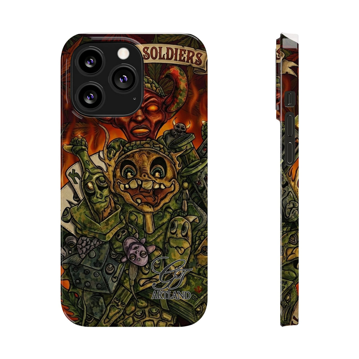 Devils Army Illustration Slim Phone Case | Horror Soldier Art by GT Artland