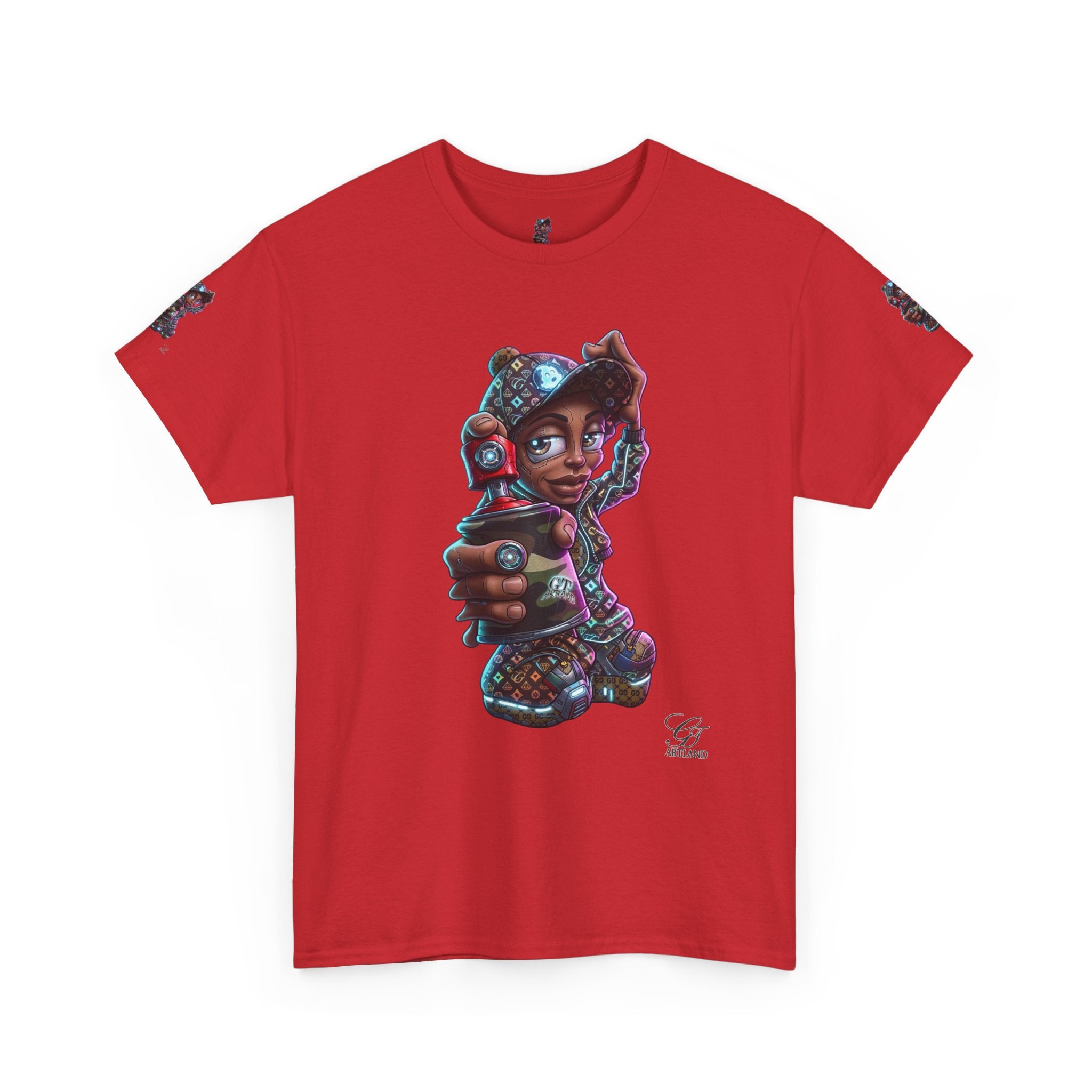 Ebony Futuristic Urban Spray Can Kid Gamer Tee - Cute Streetwear Graphic T-Shirt by GT Artland