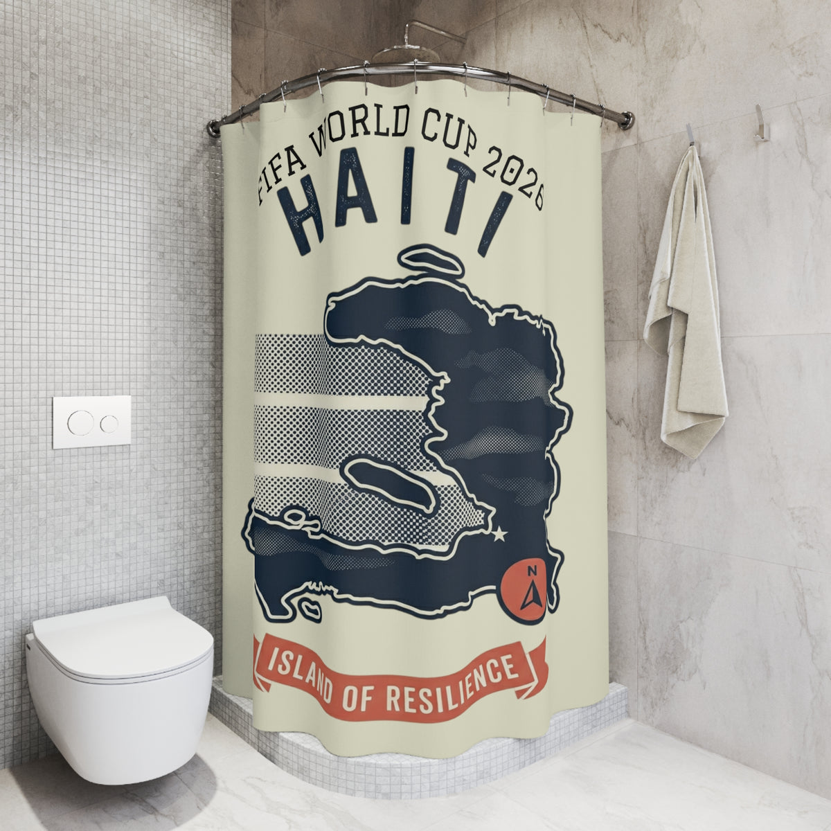 Map of Haiti, World Cup 2026 Shower Curtain | Island of Resilience