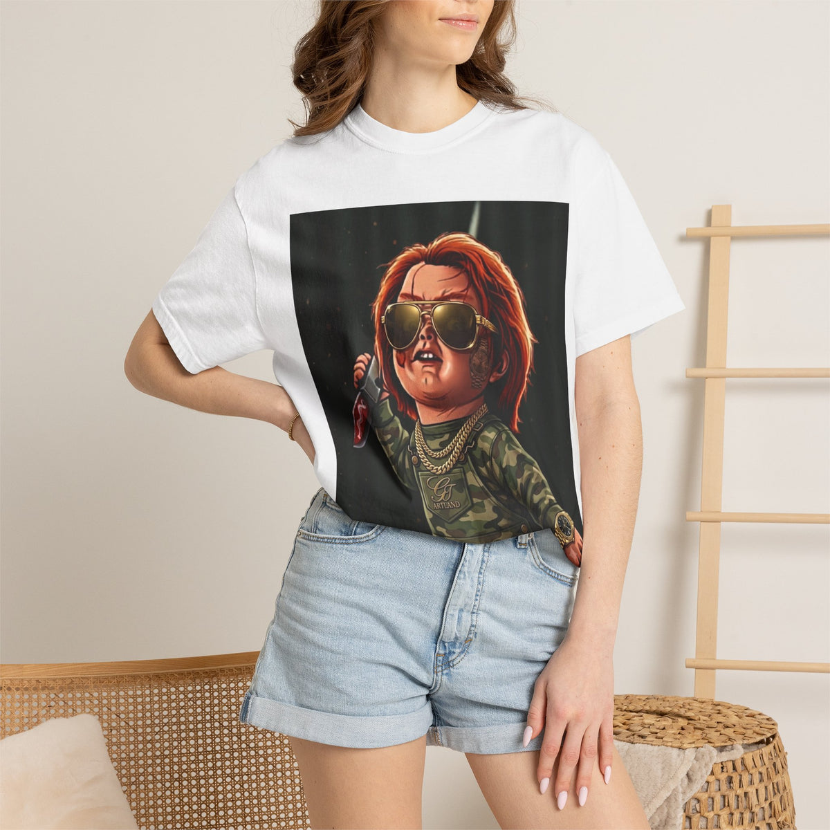 Playtimes Over Military Gold Swag Designer Drip TEE | Horror Movie Styled by GT Artland