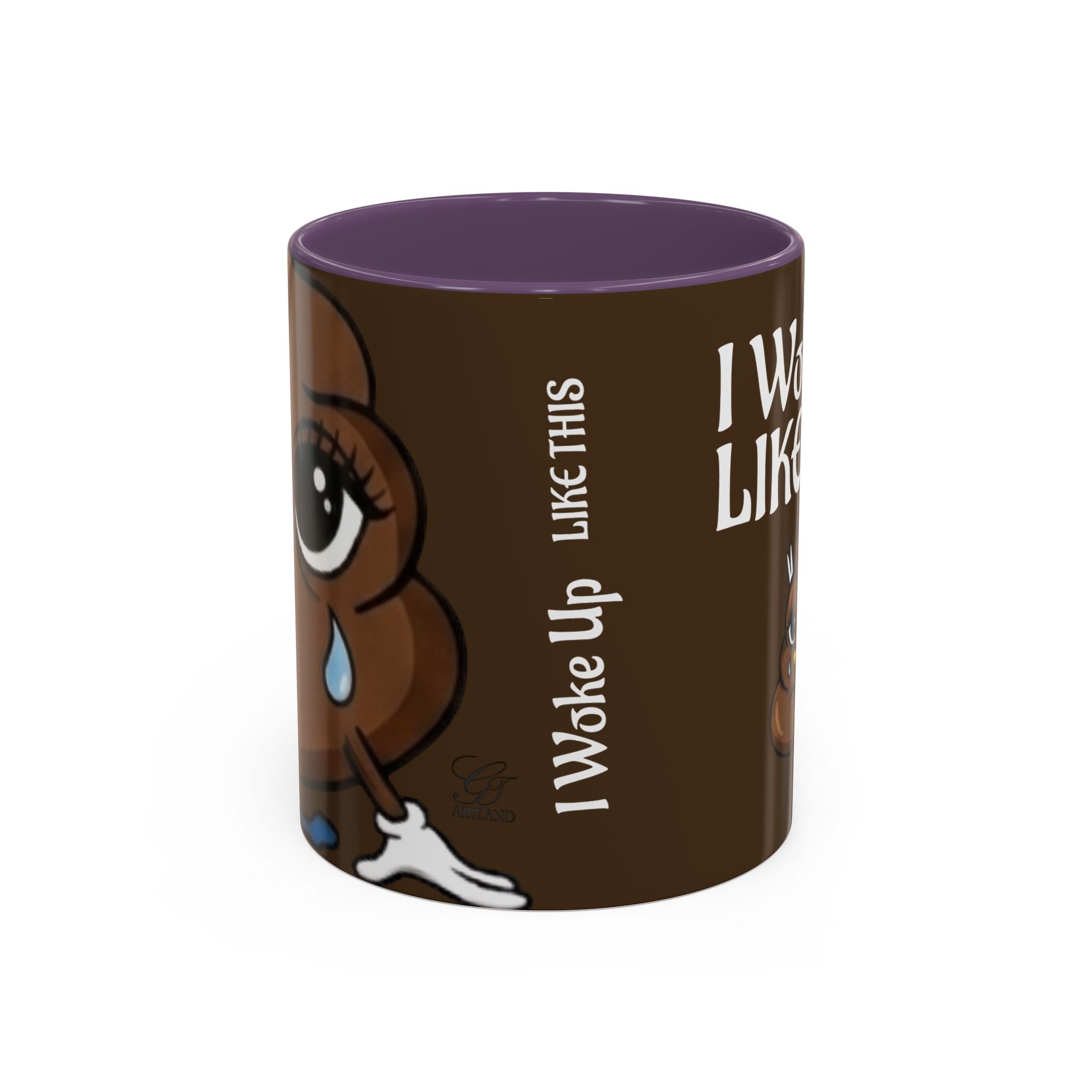 I Woke Up Like This Designer Collectors Coffee Mug — Funny Poop Emoji Accent Mug by GT Artland