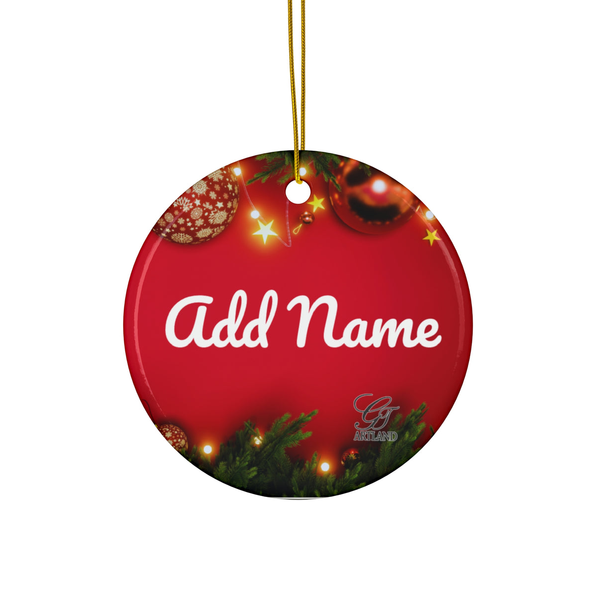 Copy of GT Artland Logo Monogram Ceramic Ornament — Personalized Round Holiday Decoration by GT Artland