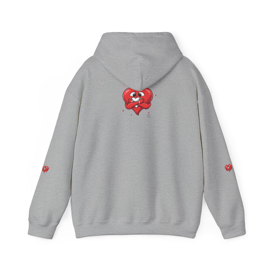 Graphic Heart Unisex Heavy Blend Hooded Sweatshirt | Red Heart Cartoon Sweatshirt