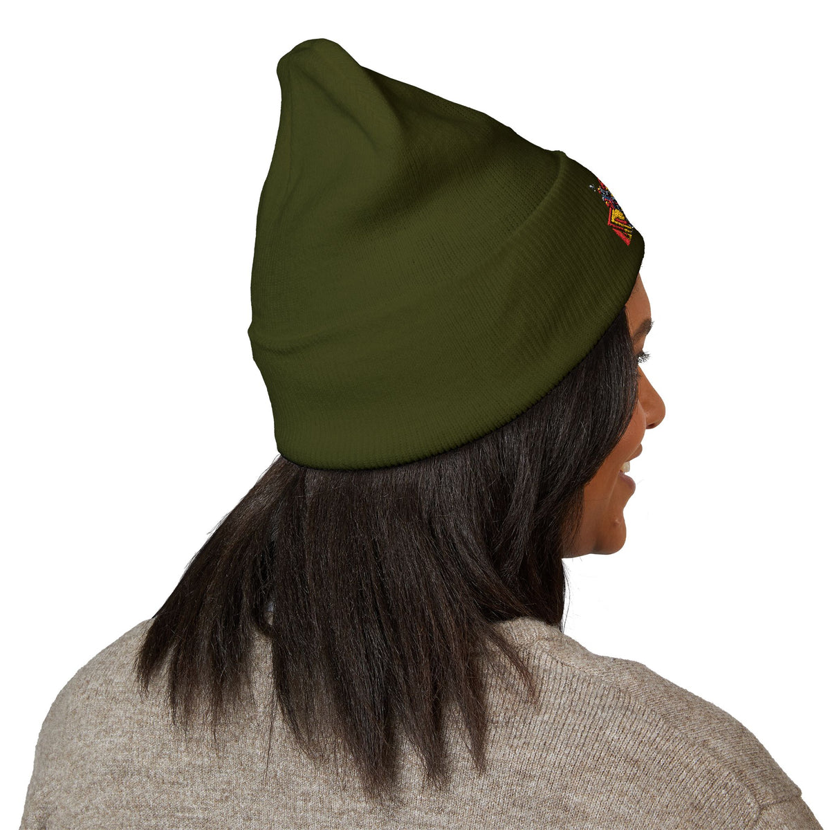 Retro Comic Duck Embroidered Cuffed Beanie