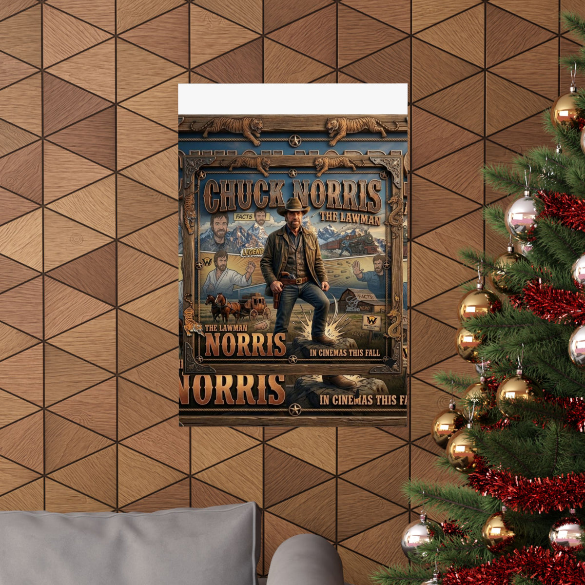 Chuck Norris Movie Poster Matte Vertical Poster | Cowboy Lawman Wall Art by GT Artland