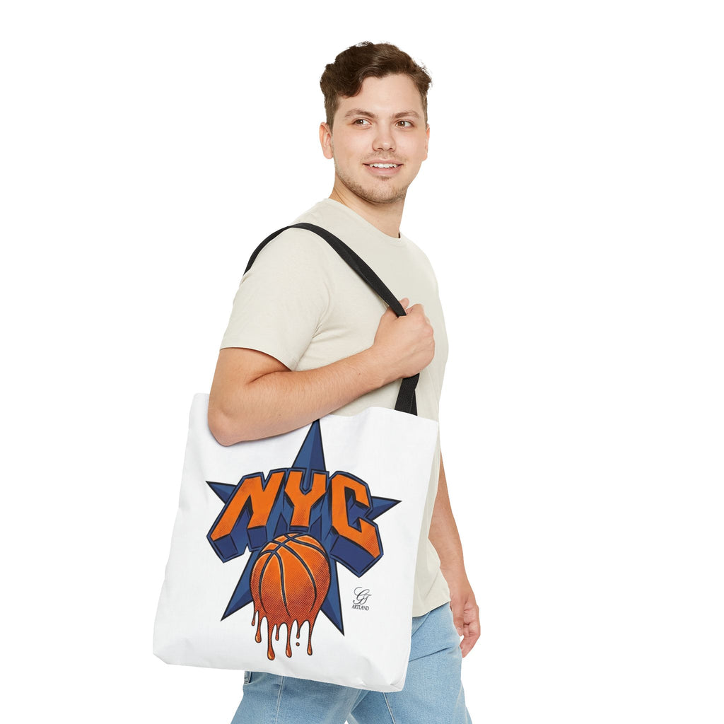 NYC Dripping Basketball Tote Bag | City Basketball Design by GT Artland