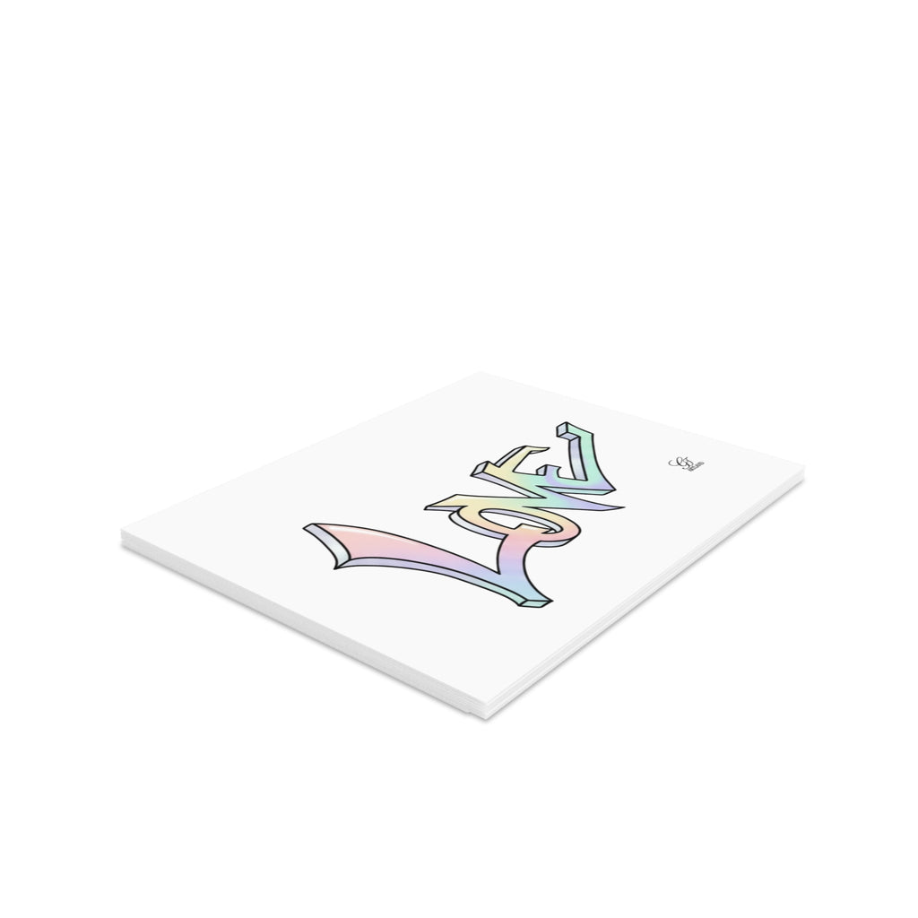 Pastel LOVE Graffiti Script Greeting Card | Blank Note Card, Pack of 8/16/24