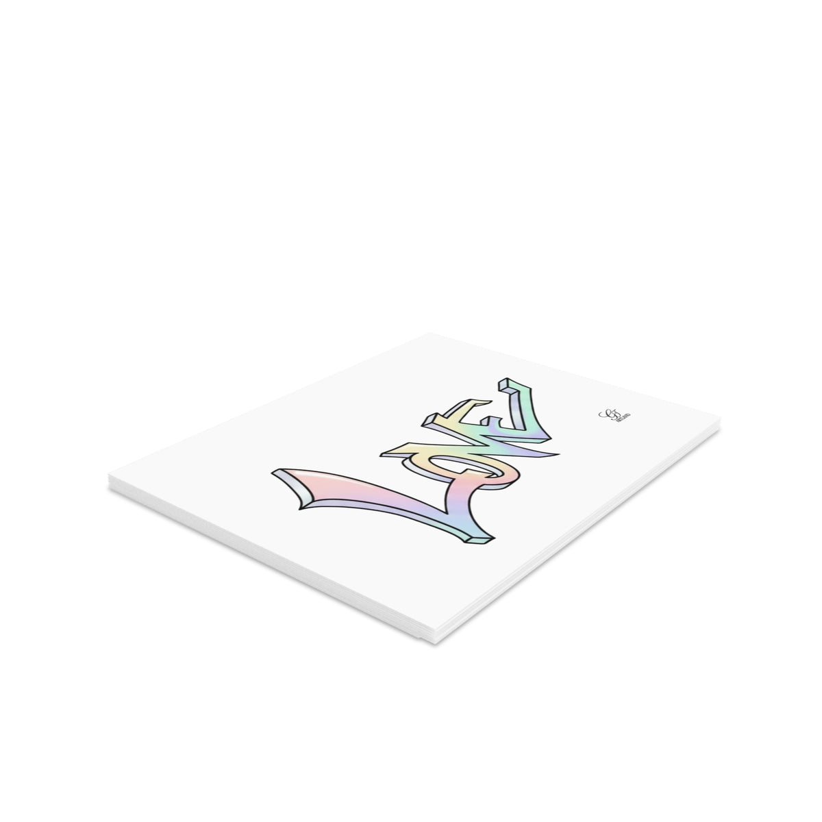 Pastel LOVE Graffiti Script Greeting Card | Blank Note Card, Pack of 8/16/24