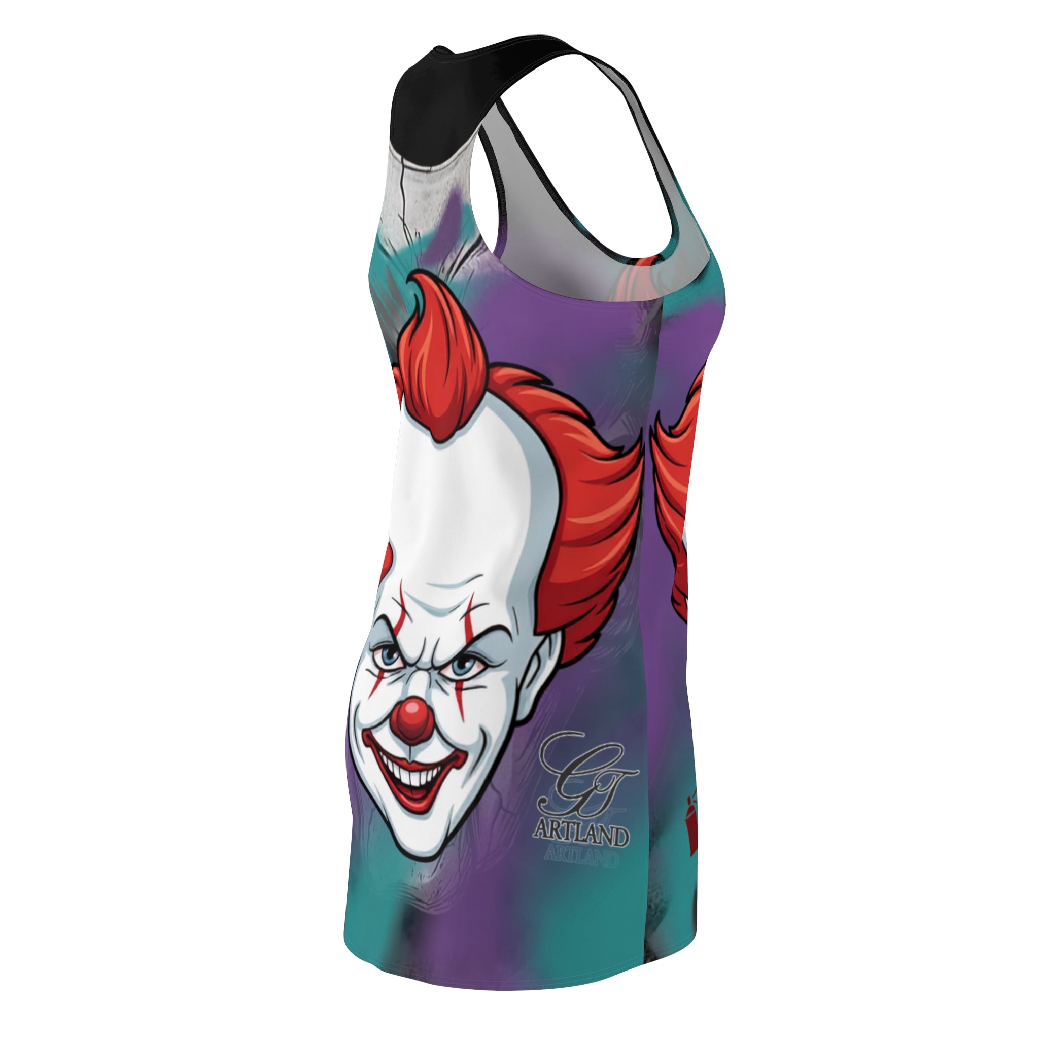Scary Clown Face Racerback Dress | Horror Carnival Print
