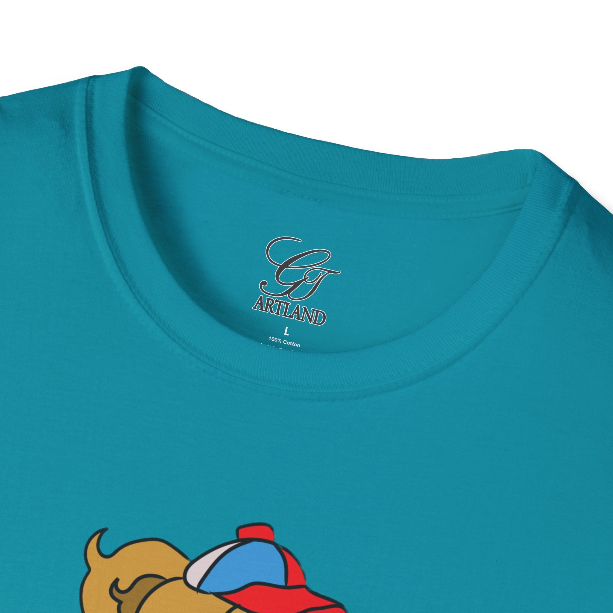 Cartoon Bear with Swag Graphic T-Shirt - Tee