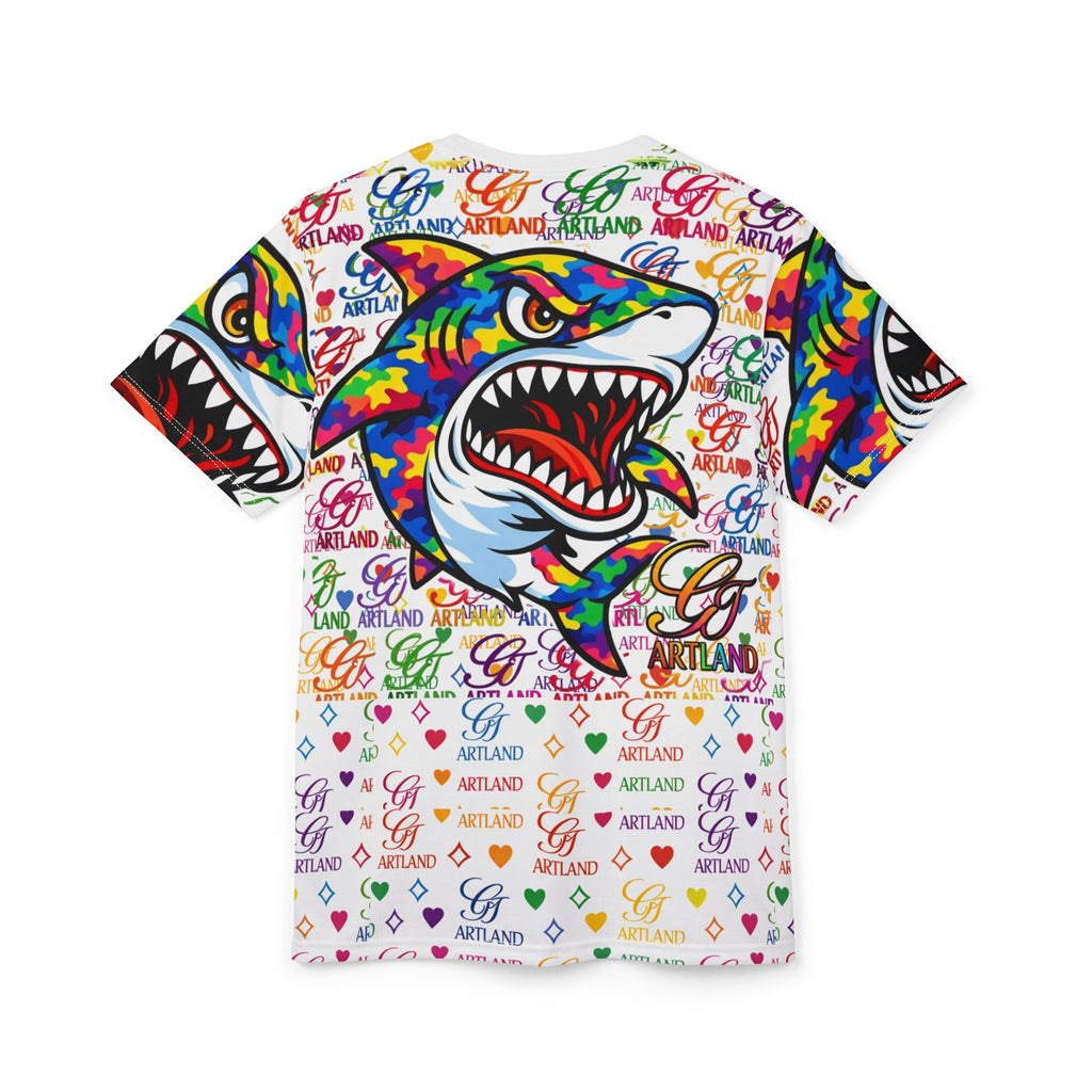 Colorful Aggressive Shark GT Tee | Graffiti Logo Pattern by GT Artland