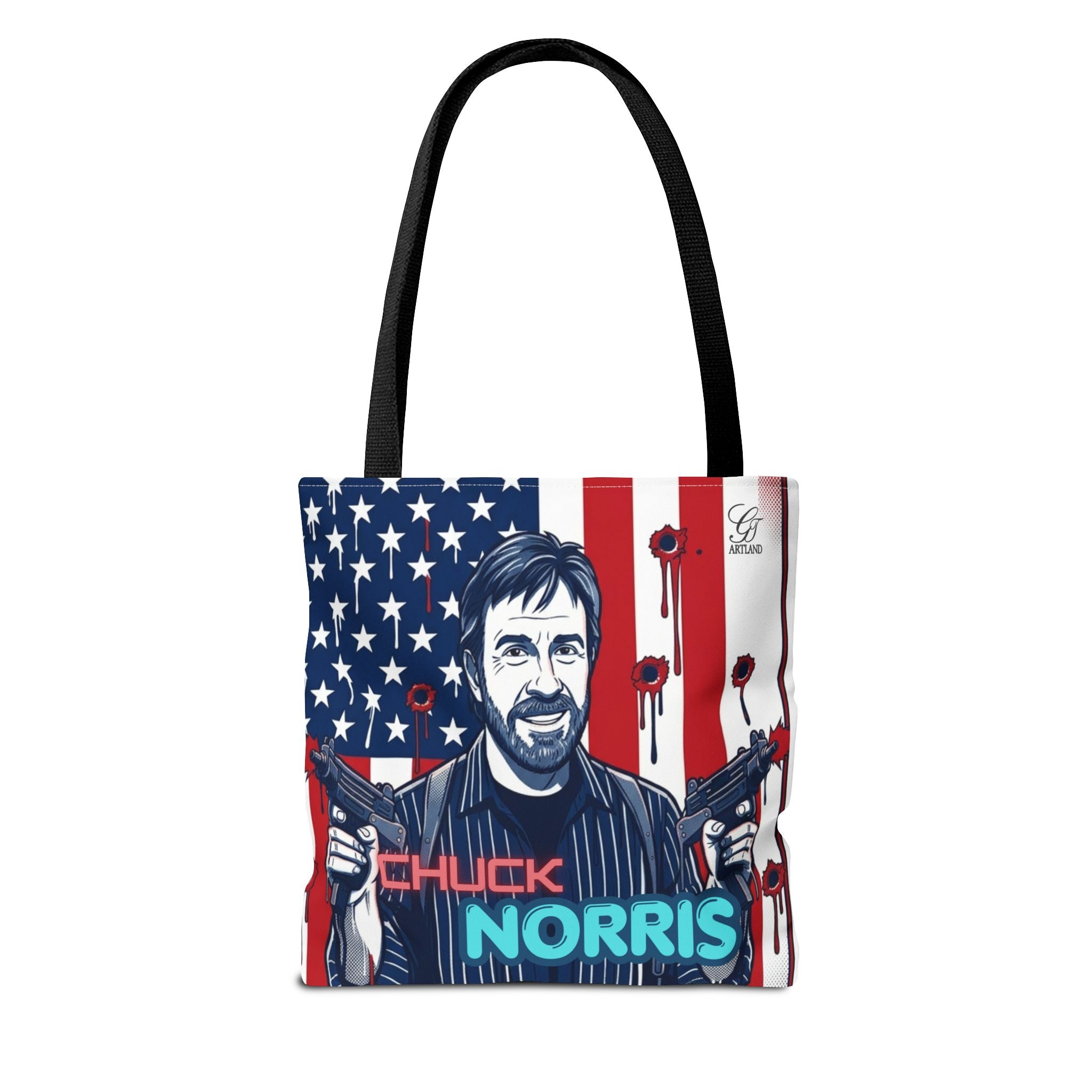 Patriotic Action Designer Edition Hero Tote Bag — 'Chuck Norris' Graphic by GT Artland