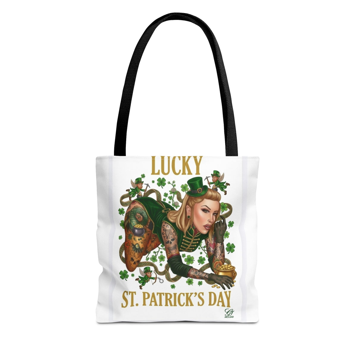 "Lucky" St Patrick's Day Tattoo Hot Sexy Vixen Designer Tote Bag by GT Artland