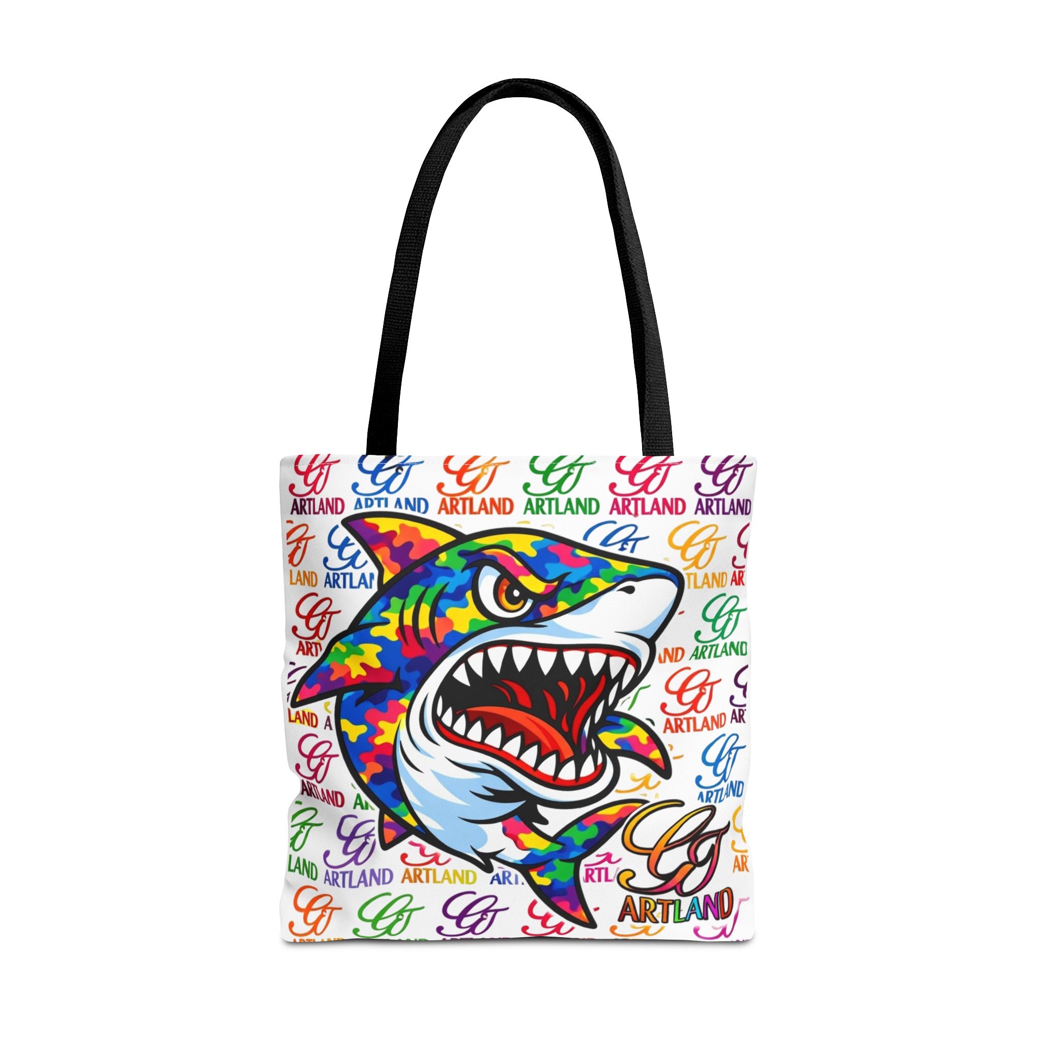 Colorful Shark Print Tote Bag – Vibrant All-Over Graphic Beach & Everyday Shopper