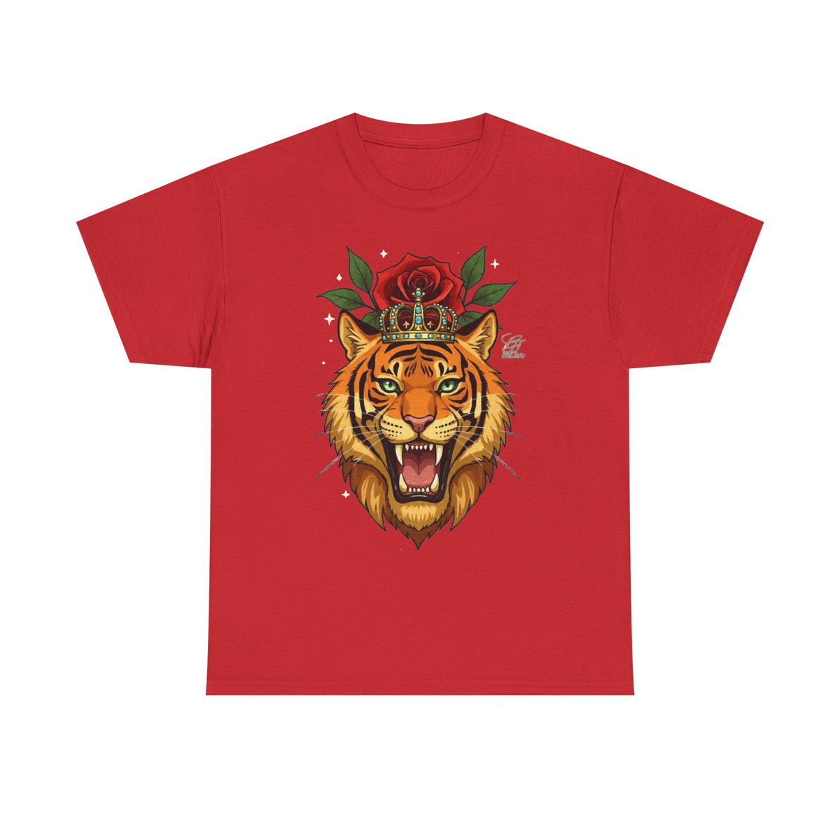 Roaring Tiger with Rose Tee | Floral Tiger T-Shirt by GT Artland