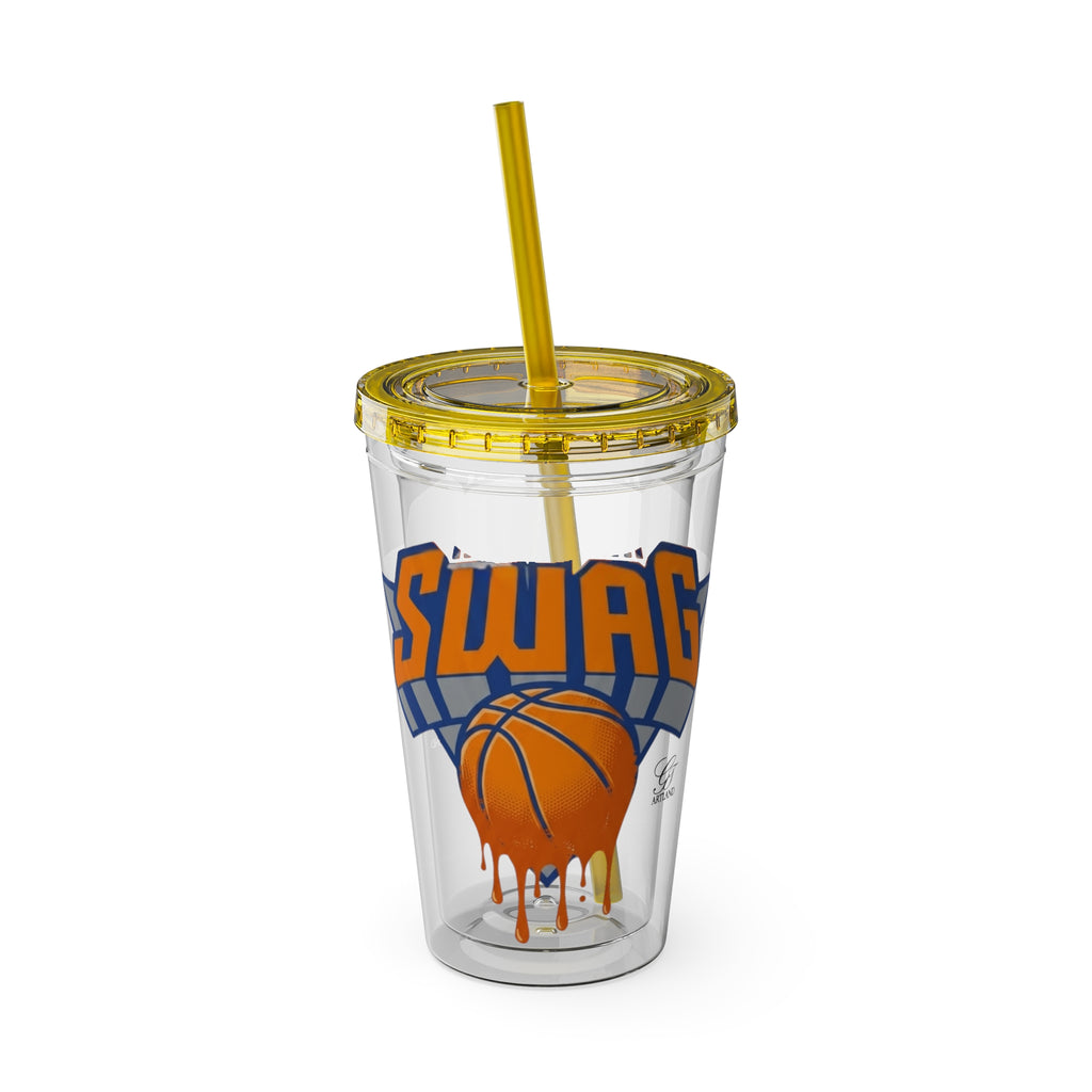 Swag Dripping Basketball Tumbler | 16oz Straw Cup by GT Artland