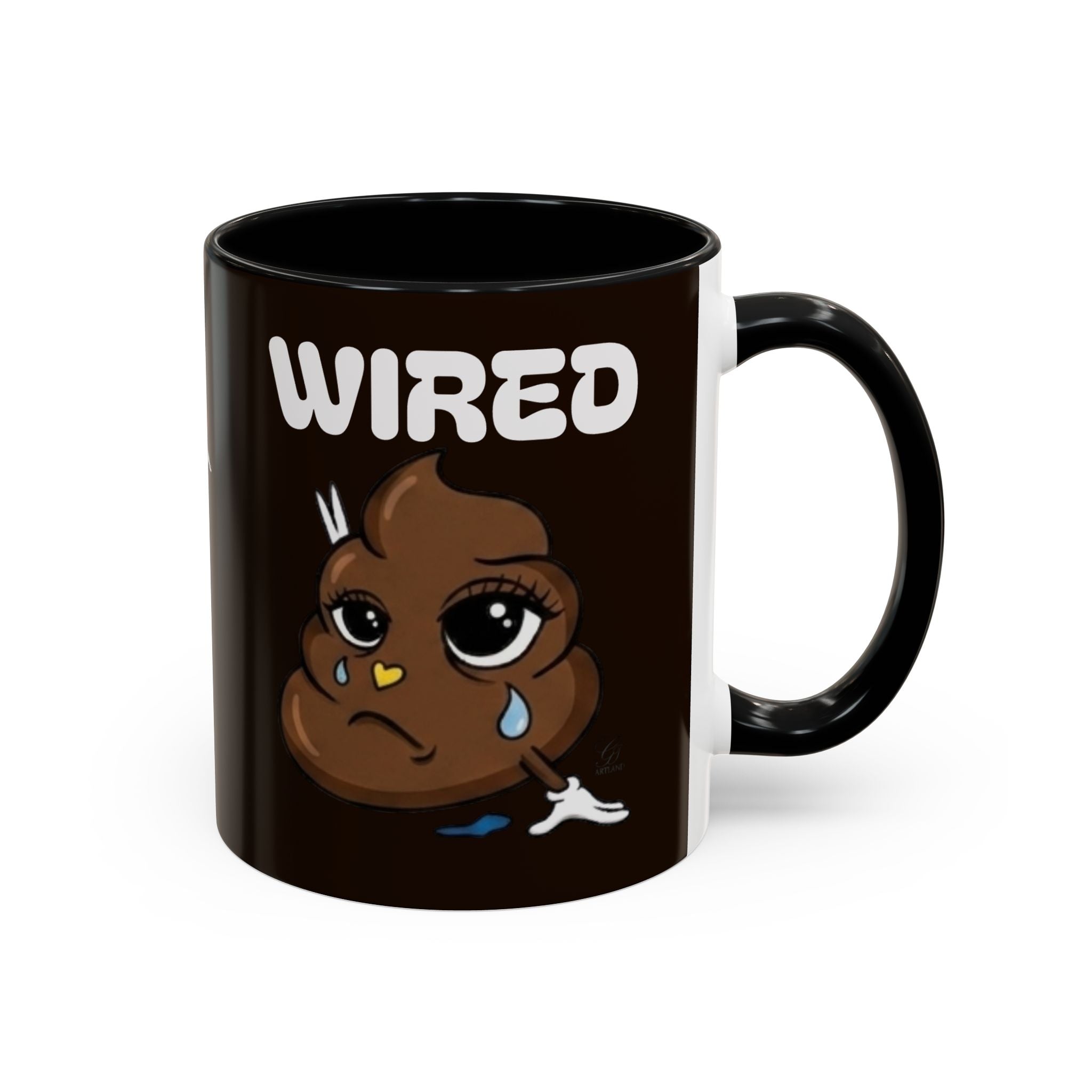 Coffee Mug - "Wired" Cute Poop Emoticon Design (11/15 oz) by GT Artland