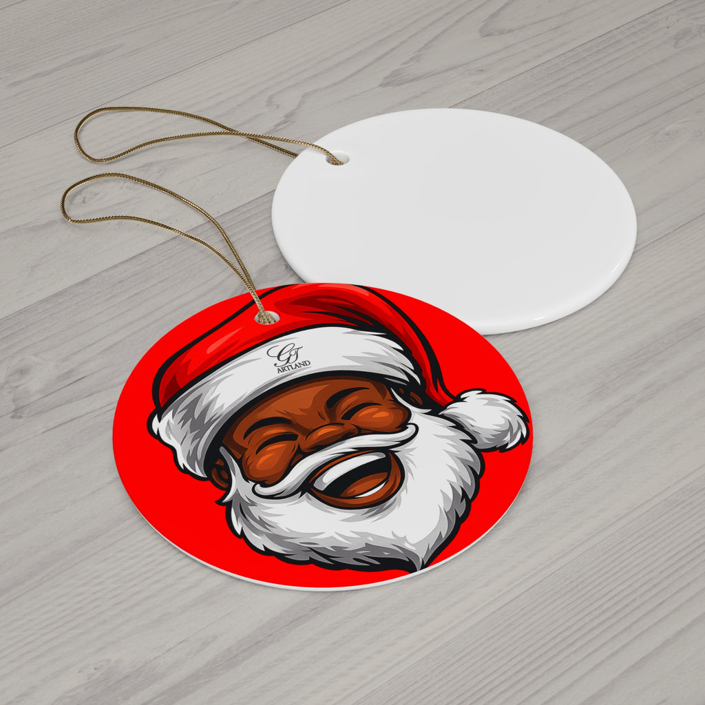 Joyful Santa Ornament Ceramic Ornament | Round, Oval, Heart, Square by GT Artland