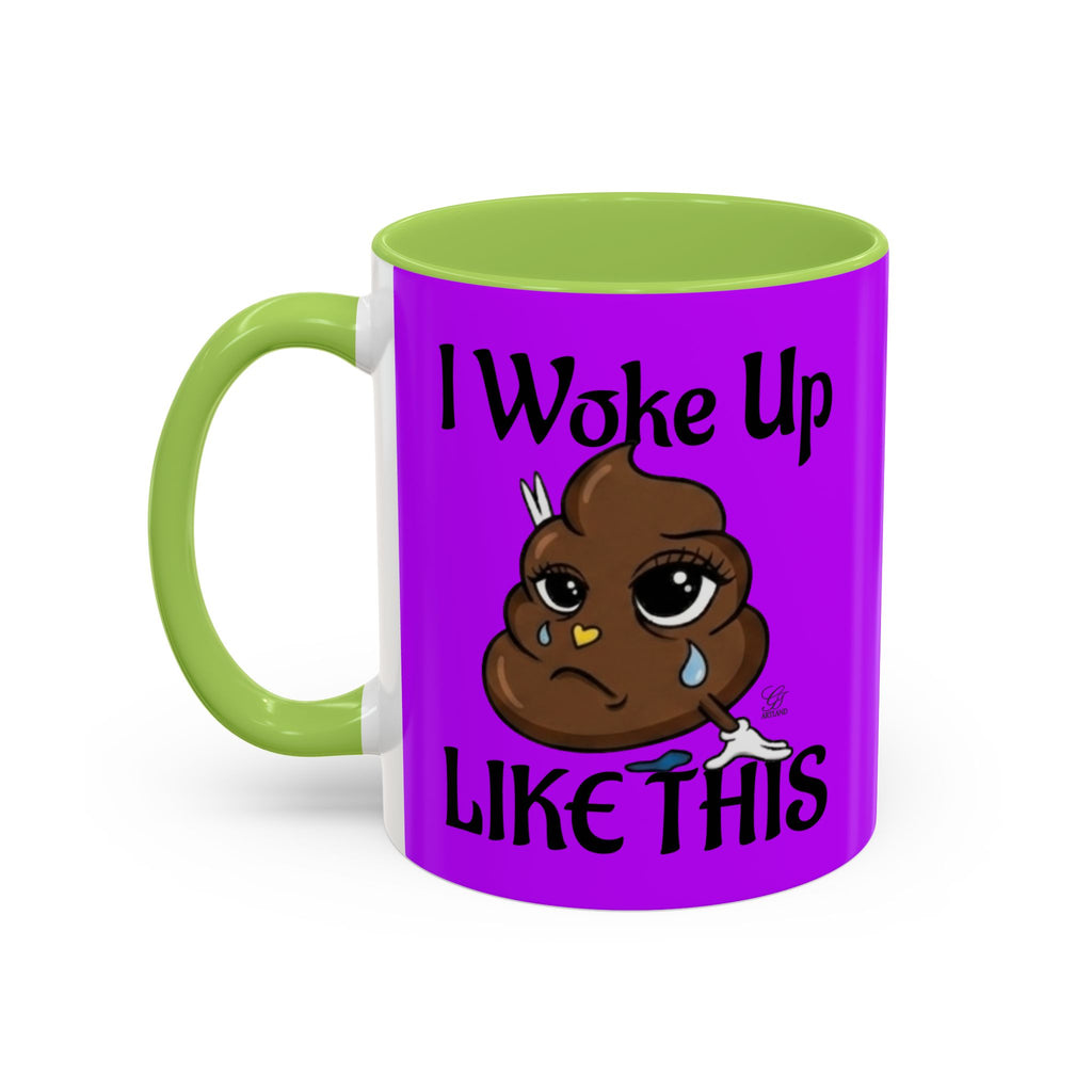 Sad Poop Emoji Accent Coffee Mug (11/15oz) — Funny Cute Kawaii Tearful Poop Design by GT Artland