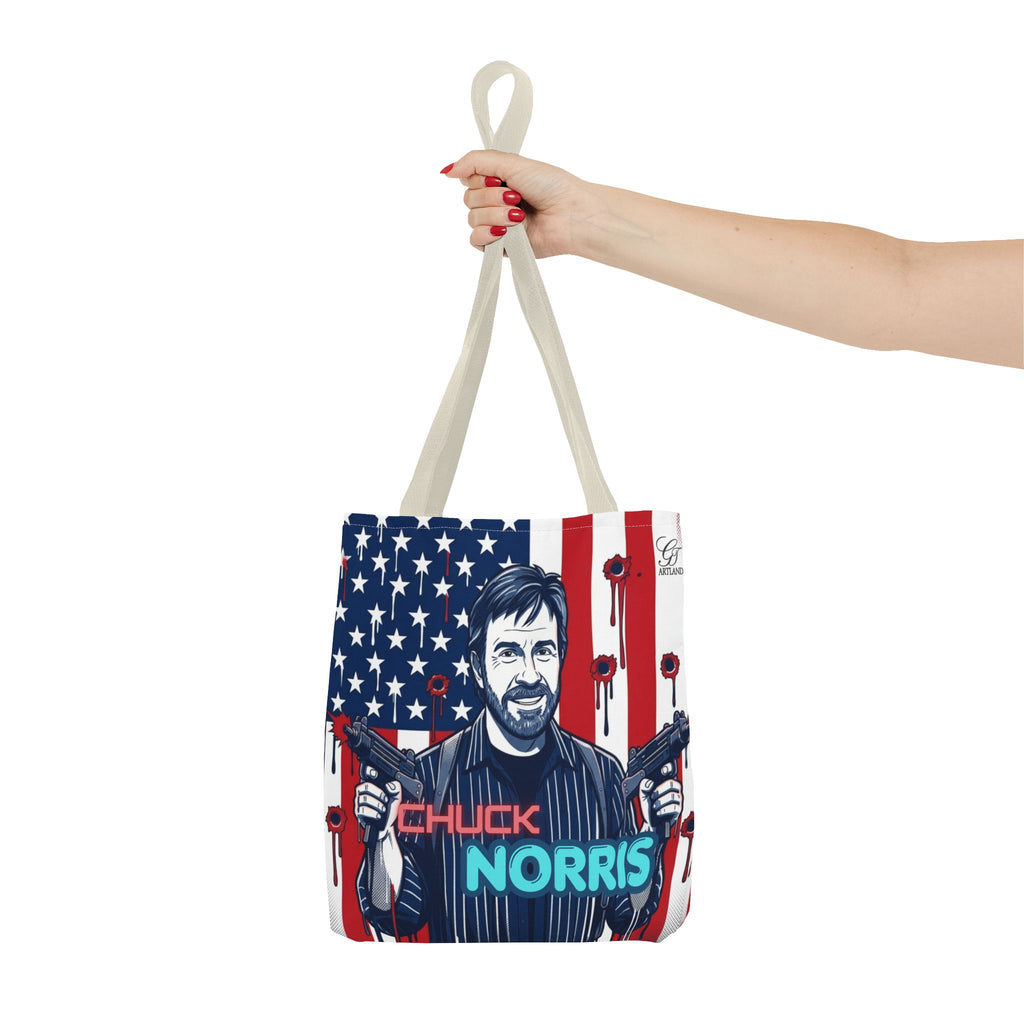 Patriotic Action Designer Edition Hero Tote Bag — 'Chuck Norris' Graphic by GT Artland