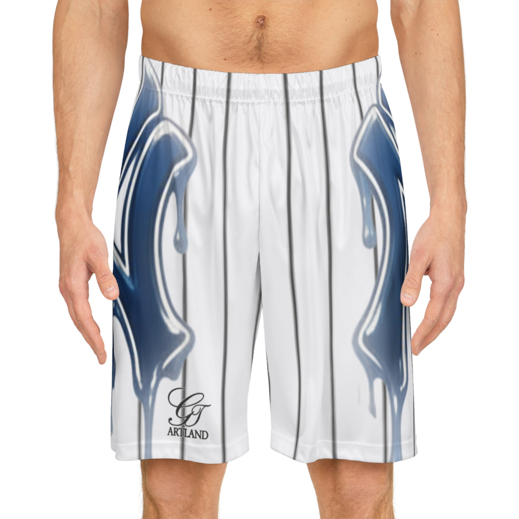 Dripping NY Logo Pinstripe Basketball Shorts | AOP Athletic Wear by GT Artland