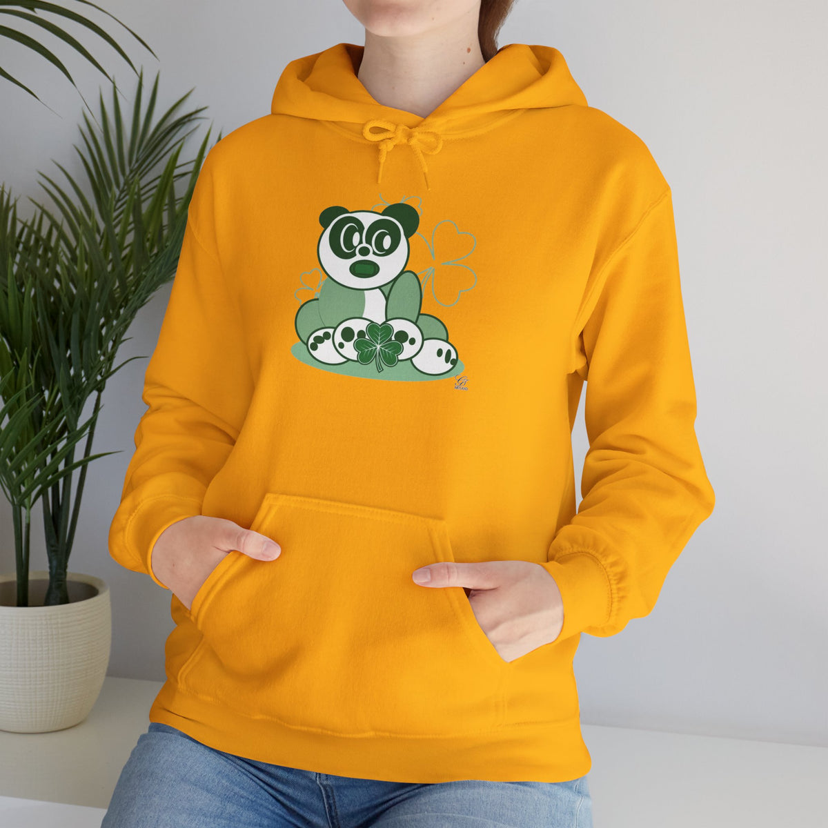 Green Panda with Bamboo Hoodie
