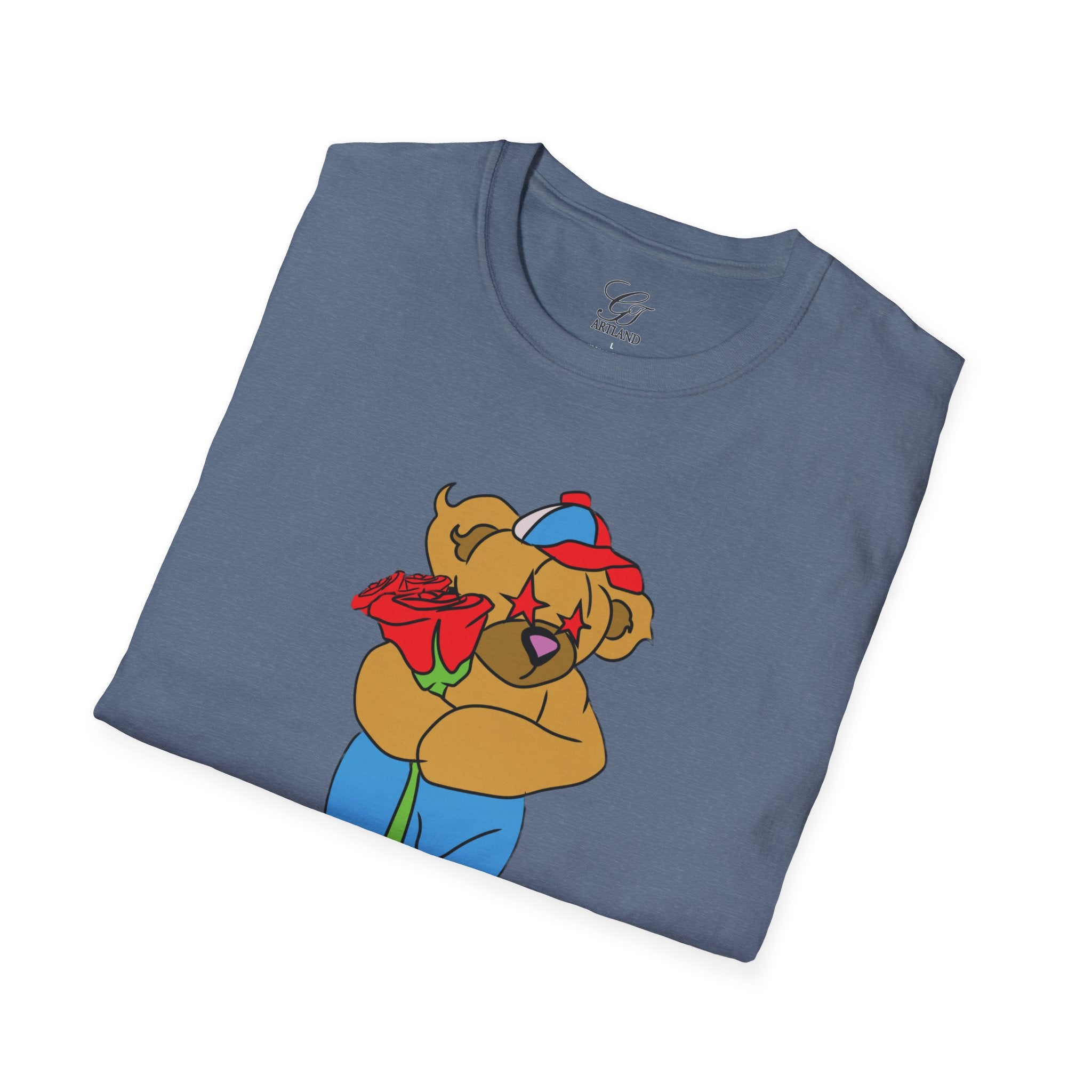 Cartoon Bear with Swag Graphic T-Shirt - Tee
