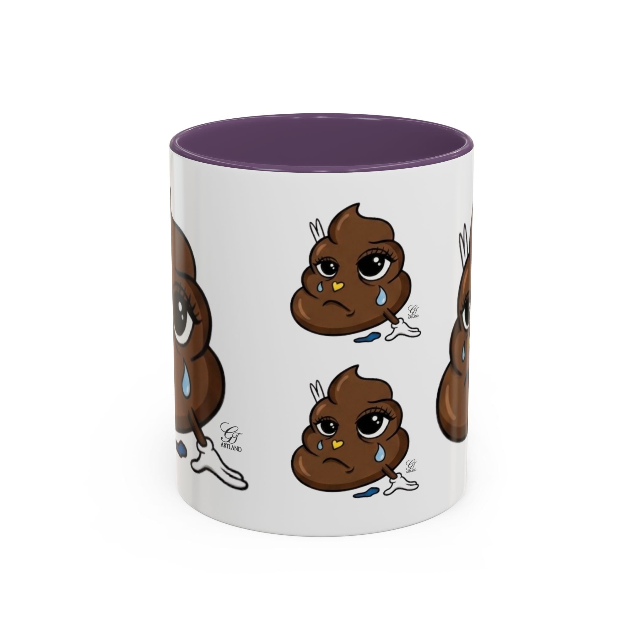Sad Poop Emoji Coffee Mug — Funny Kawaii Gag Gift Accent Mug by GT Artland