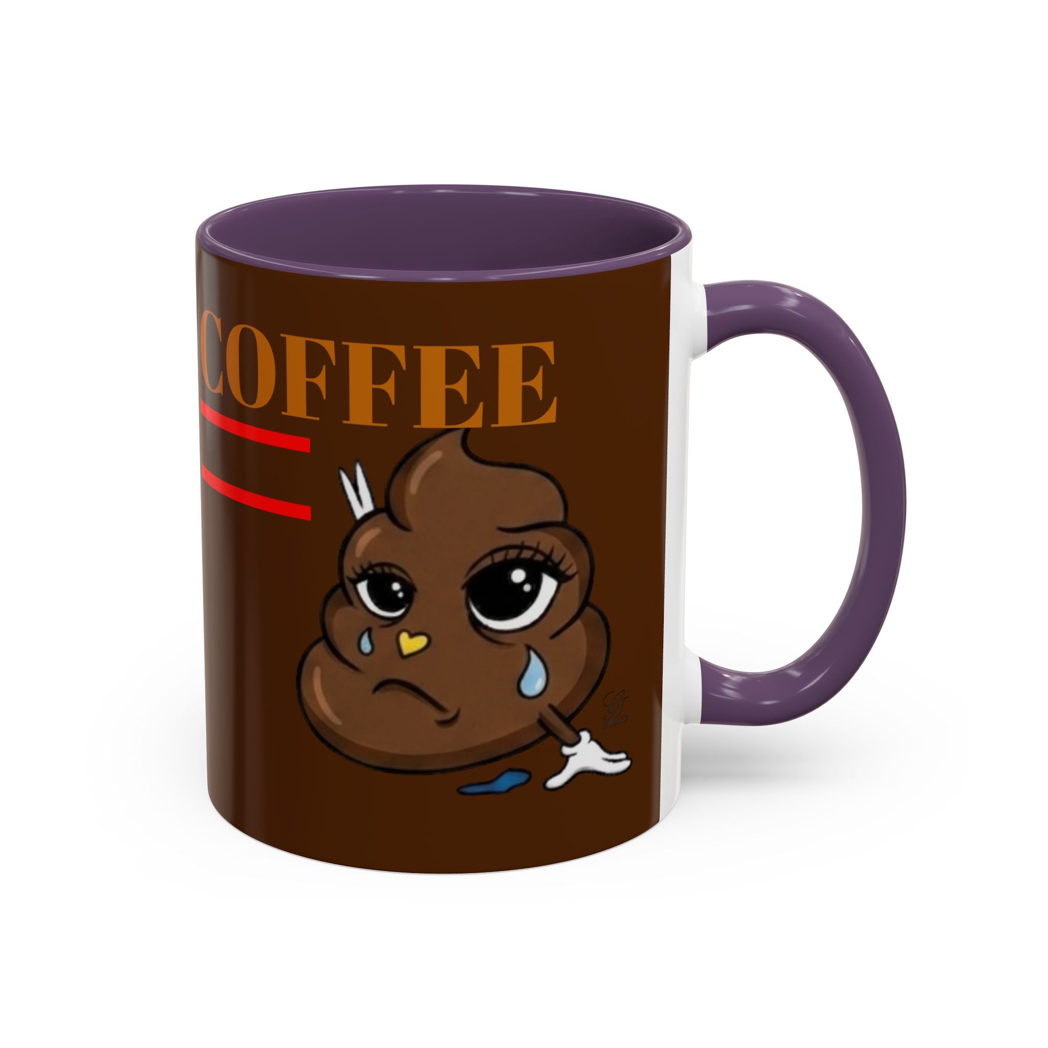 Coffee Mug — Cute Crying Poop Character "Coffee = Pooo" Accent Ceramic Mug by GT Artland