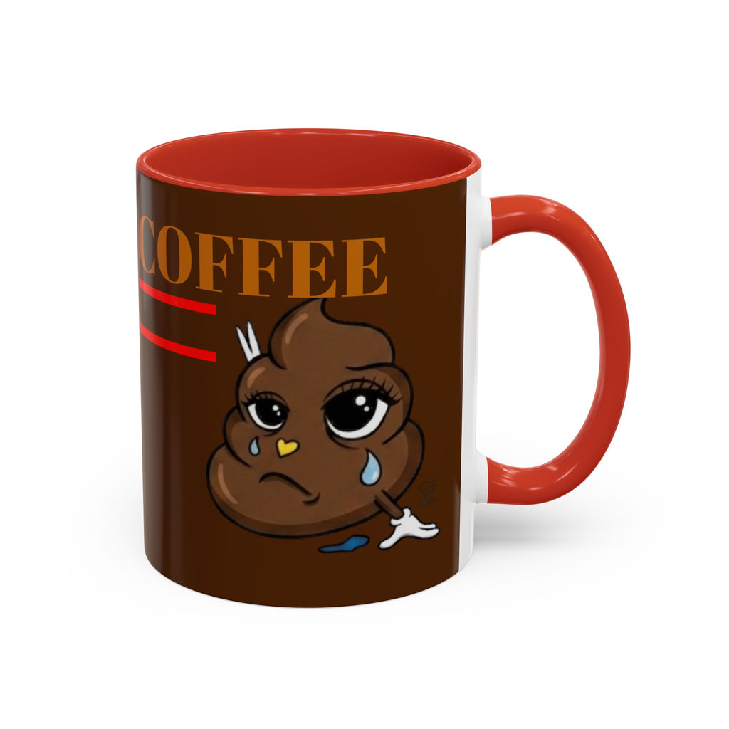 Coffee Mug — Cute Crying Poop Character "Coffee = Pooo" Accent Ceramic Mug by GT Artland