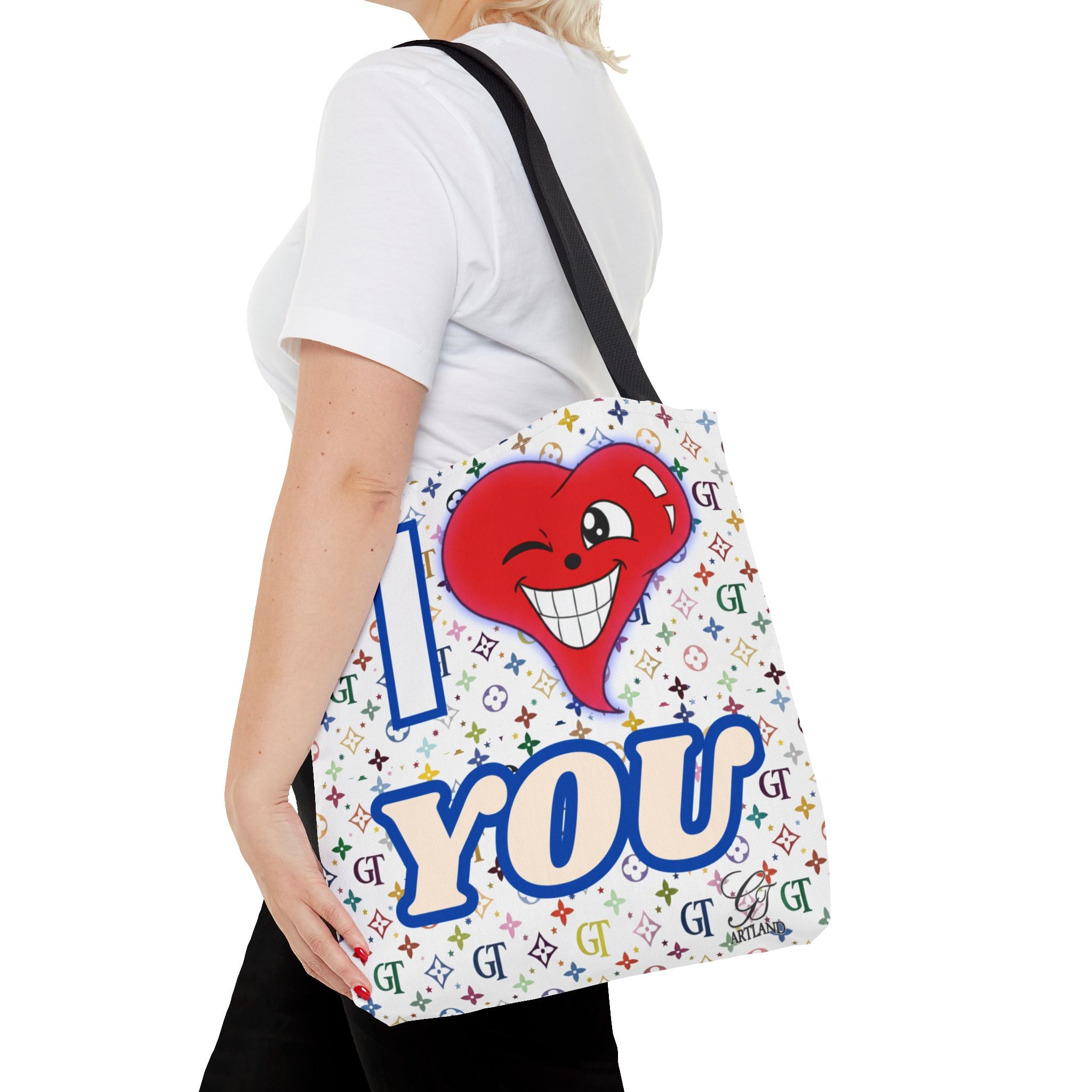 I Heart You Graphic Tote Bag – Cute Winking Heart Love Print by GT Artland