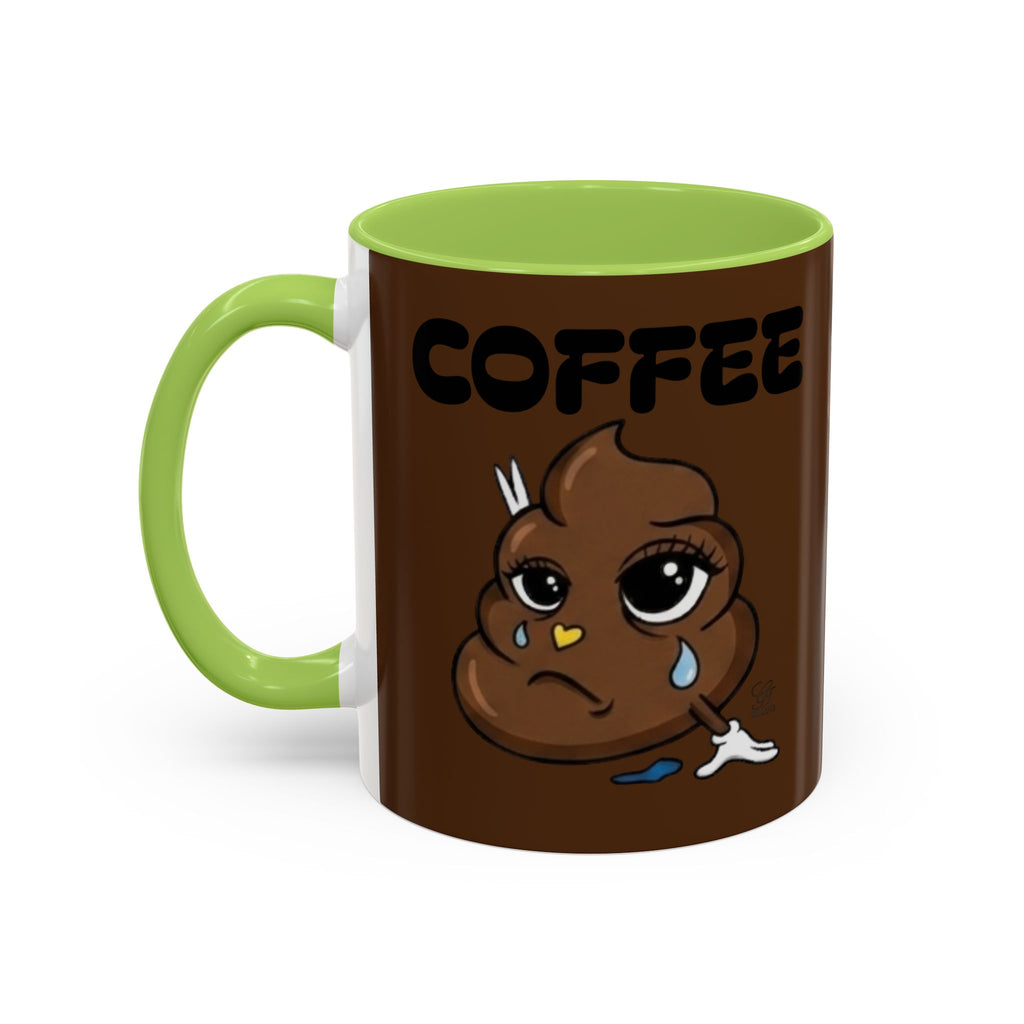 Coffee Mug — Cute Crying Poop Emoji 'COFFEE' Accent Ceramic Mug (11/15 oz) by GT Artland