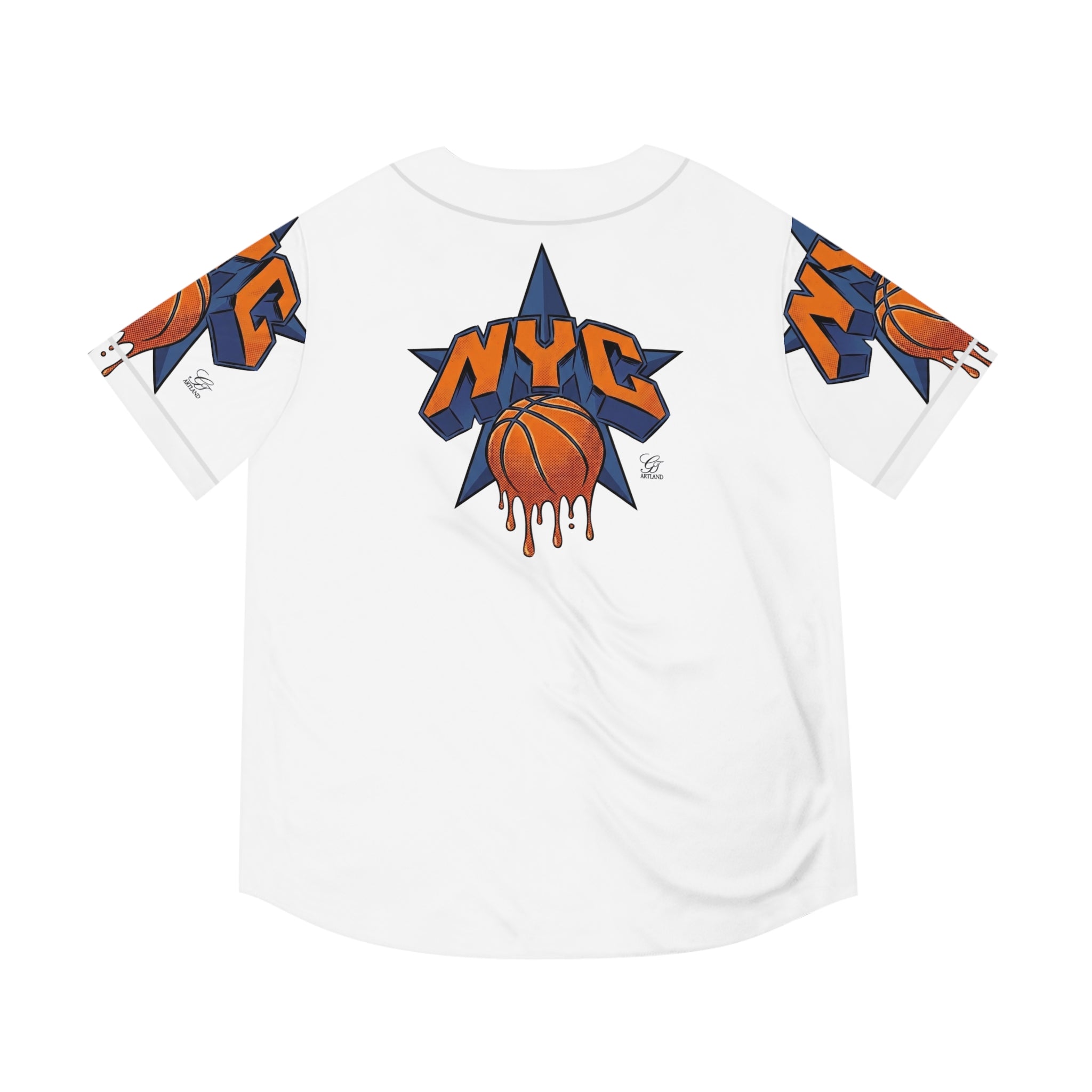 NYC Dripping Basketball star graphic Baseball Jersey by GT Artland