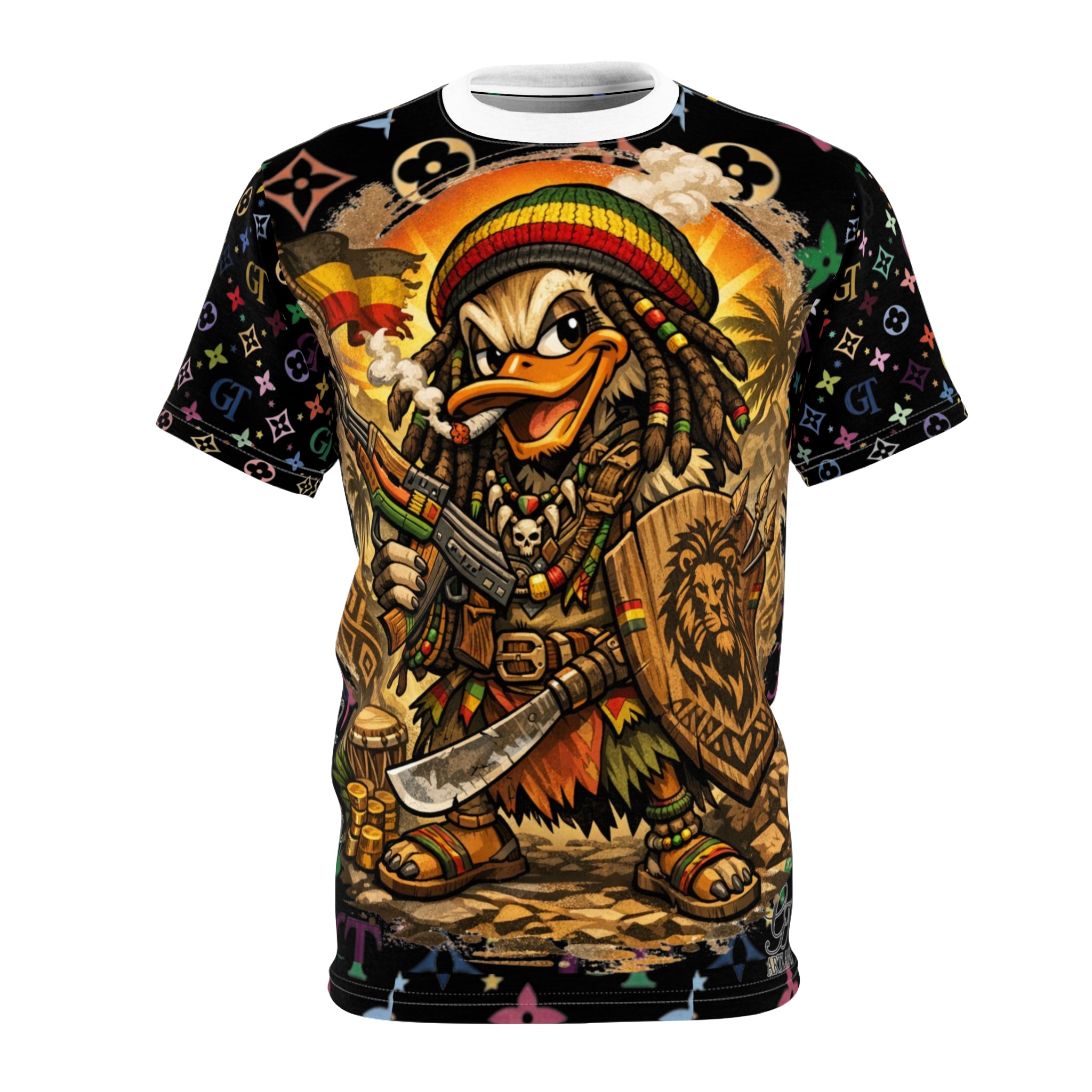 Rastafarian Warrior Duck Designer High Fashion T-Shirt | All-Over Print Tee by GT Artland