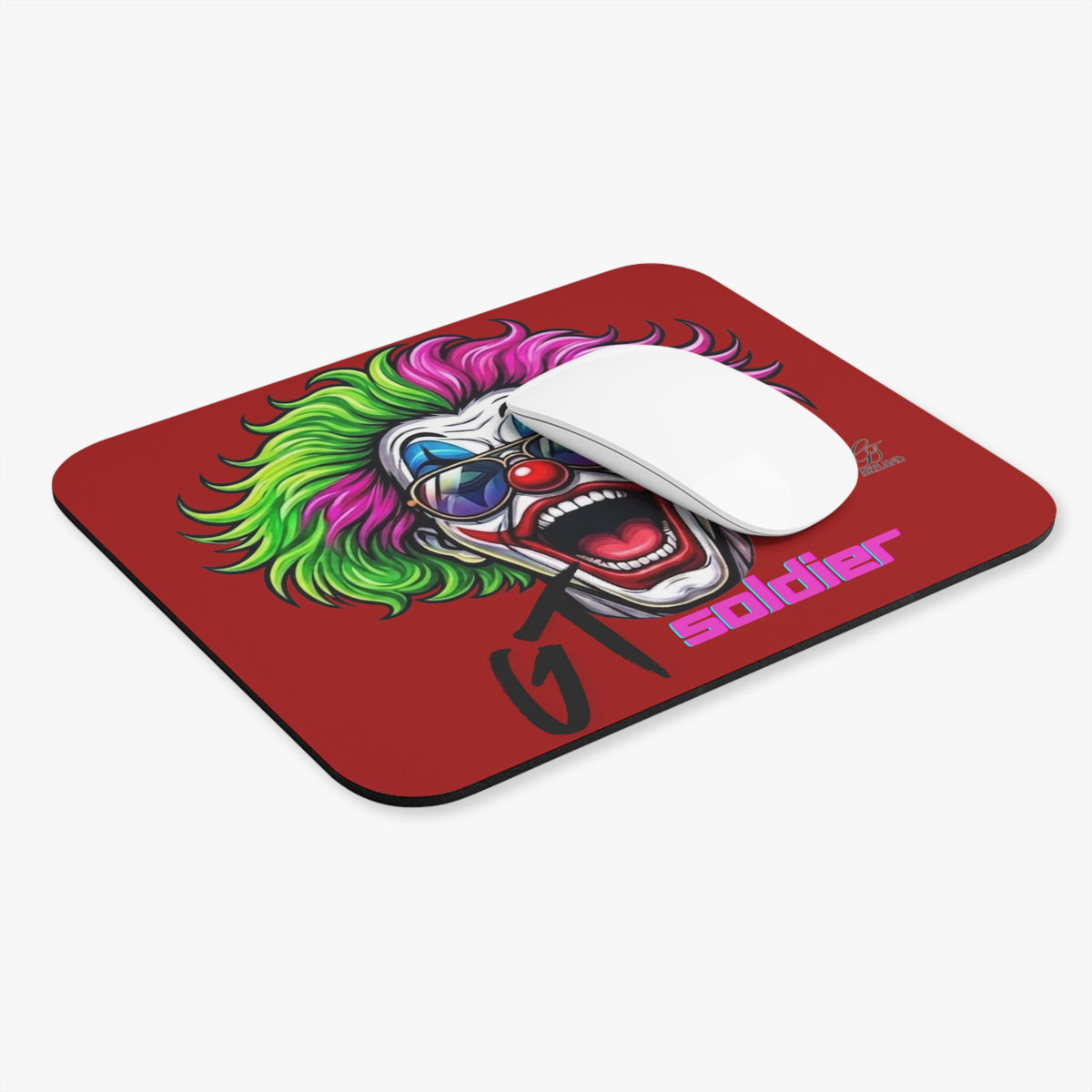 GT Soldier Neon Joker Clown Laughing Mouse Pad | Colorful Retro Carnival Gaming Desk Mat by GT Artland