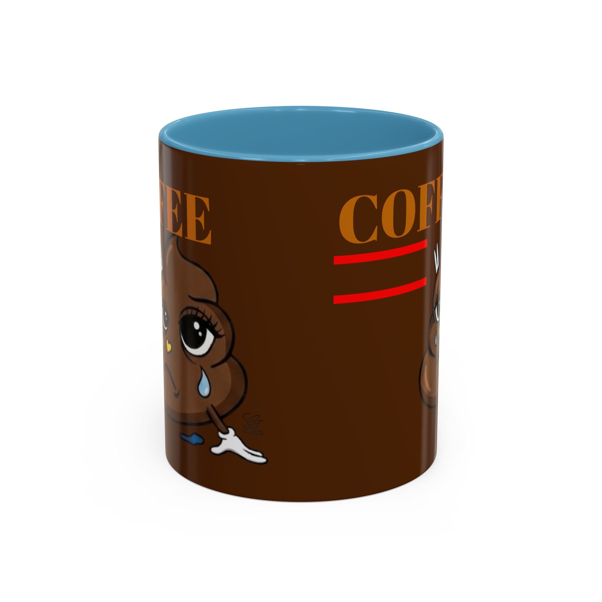 Coffee Mug — Cute Crying Poop Character "Coffee = Pooo" Accent Ceramic Mug by GT Artland