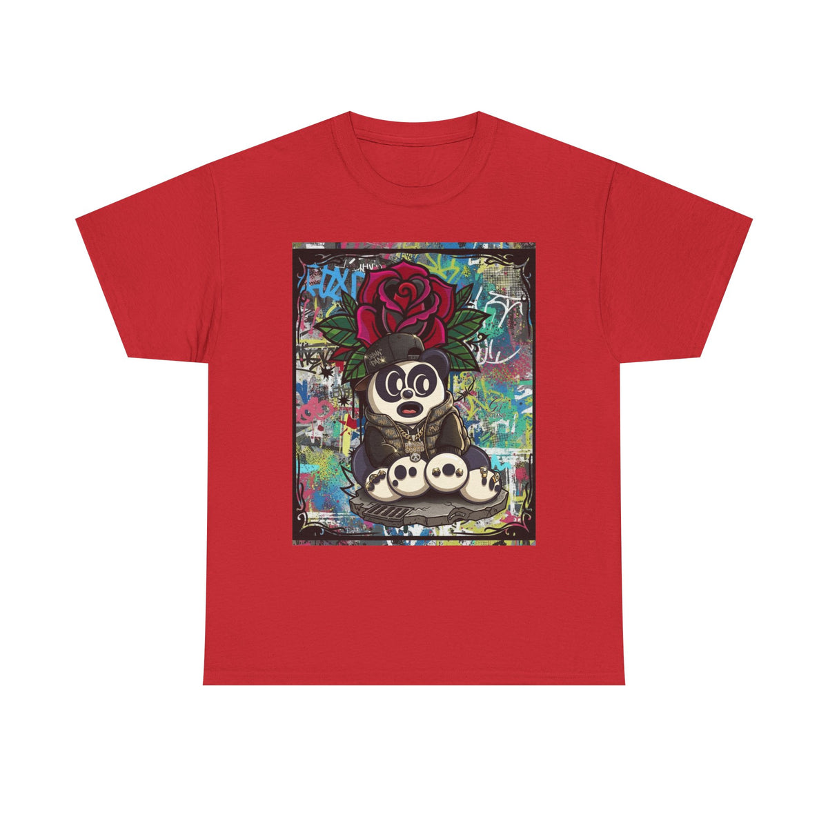 Panda with Rose Tee | Graffiti Street Art Panda T-Shirt by GT Artland