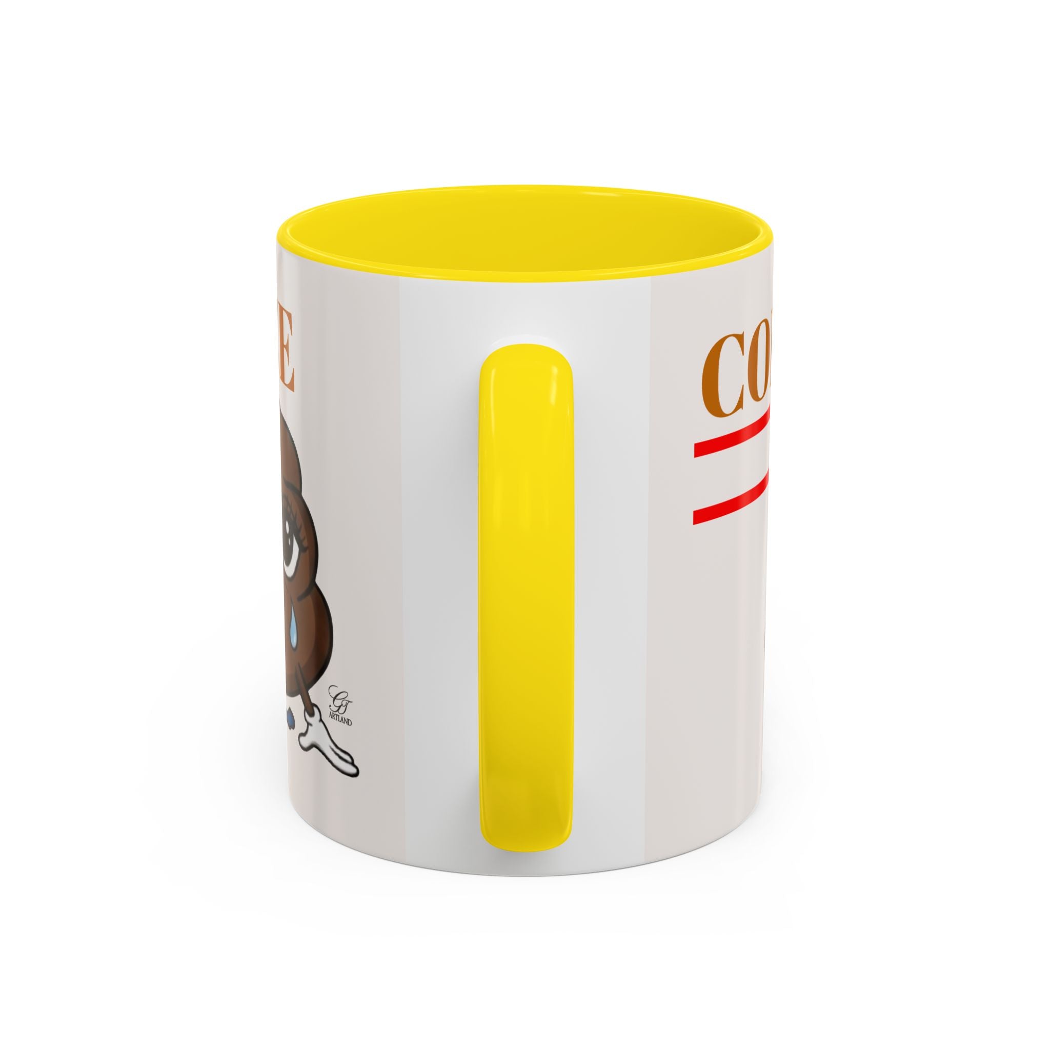 Coffee Mug — Sad Coffee Poop Emoji Designer Toon Accent Mug (11/15oz) by GT Artland